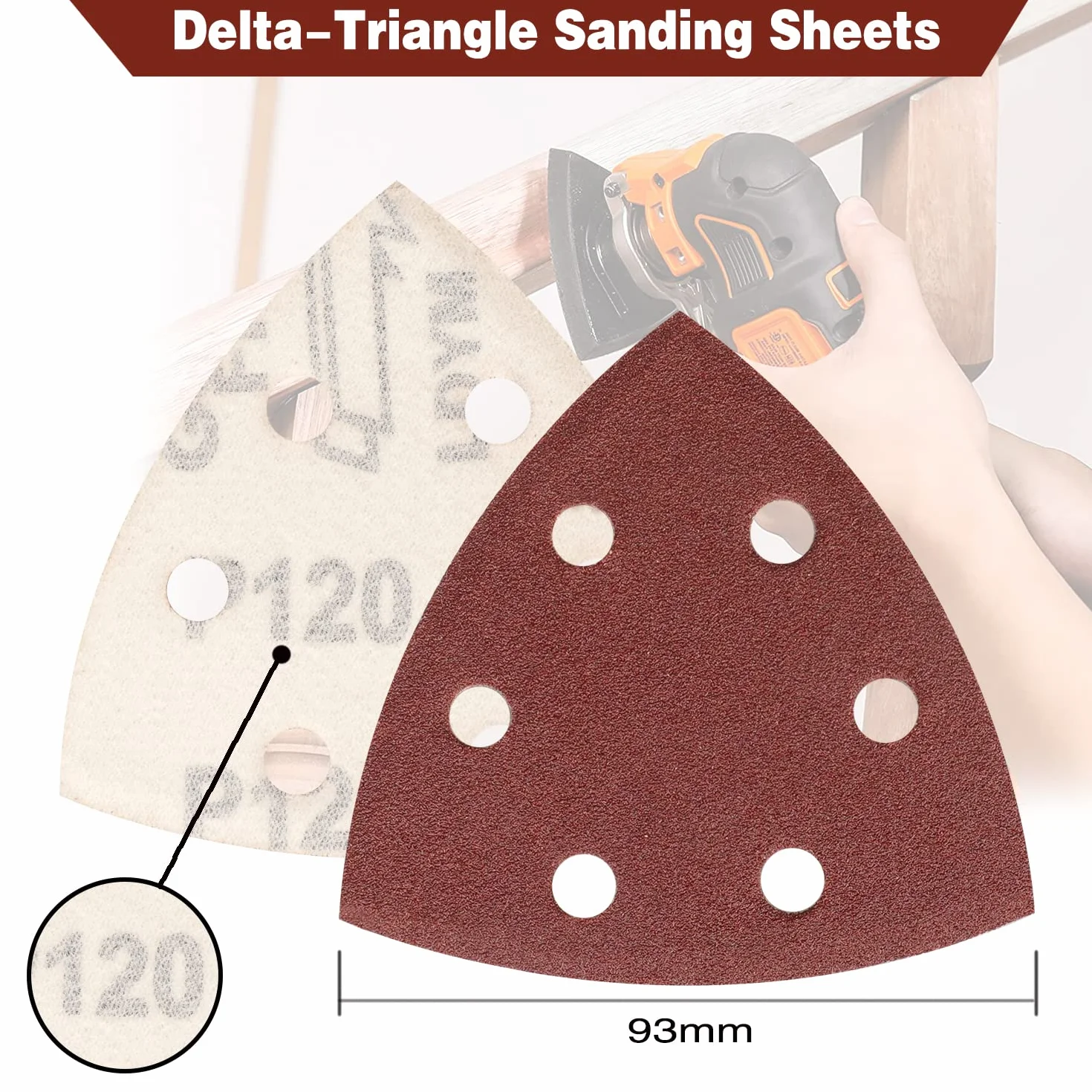 Delta-Triangles de Ponçage 70 Pièces Mixpack 10 x Grain 60/80/120/180/240/320/400, 93 x 93 x 93 mm