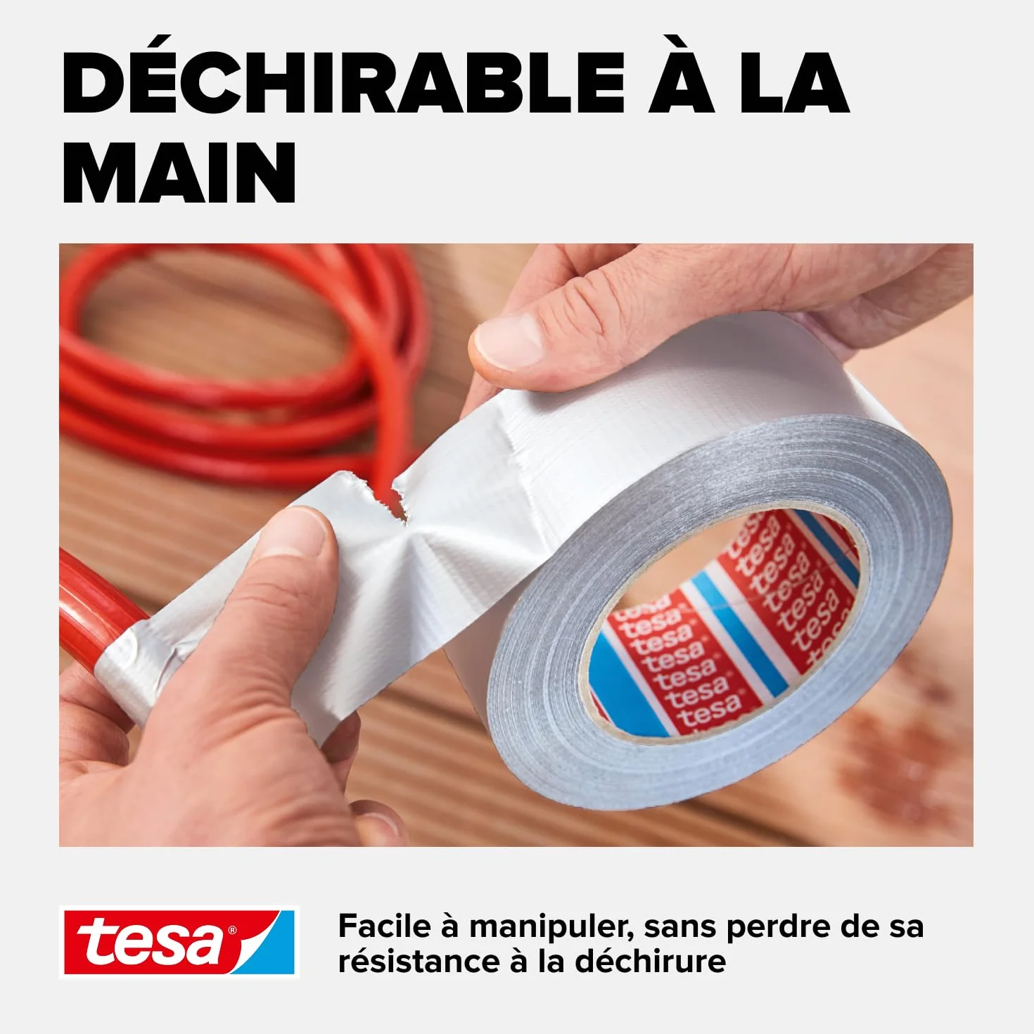 tesa Ruban Adhésif Toile Extra Power 10 m x 50 mm Blanc 1 Rouleau