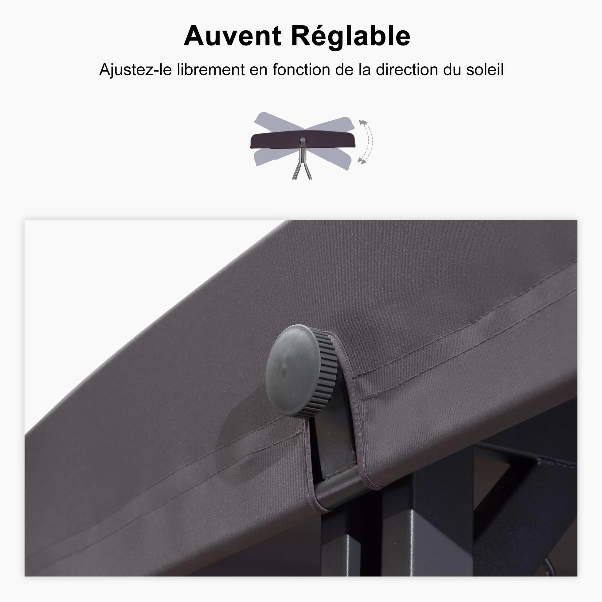 Balancelle de Jardin 3 Places Toit Réglable Convertible en Lit XL 350kg Gris