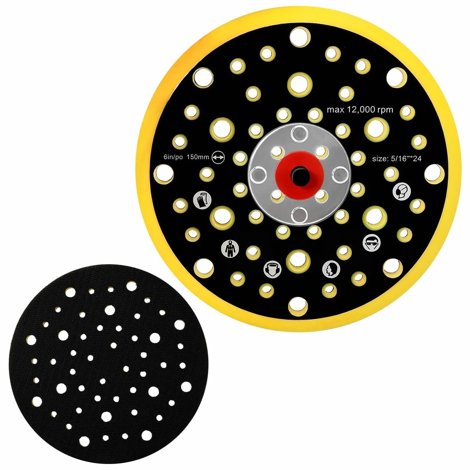 Plateau Ponceuse 52 Trous 150mm 6 Pouces pour Mirka CEROS DEROS Filetage 5/16 pouces