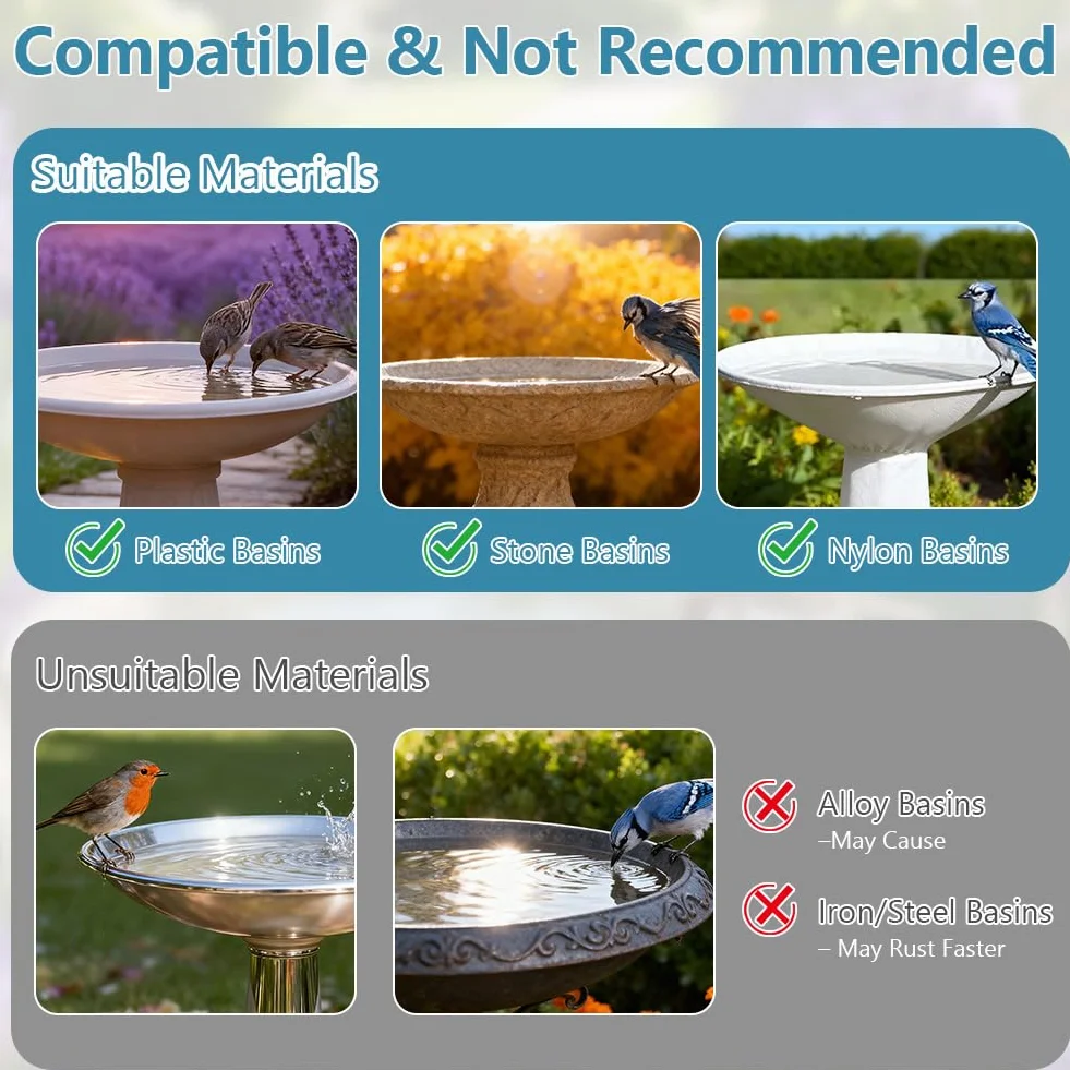 Disque de Purification pour Bain d'oiseaux en Cuivre 99,99% avec Support, pour Extérieur Jardin