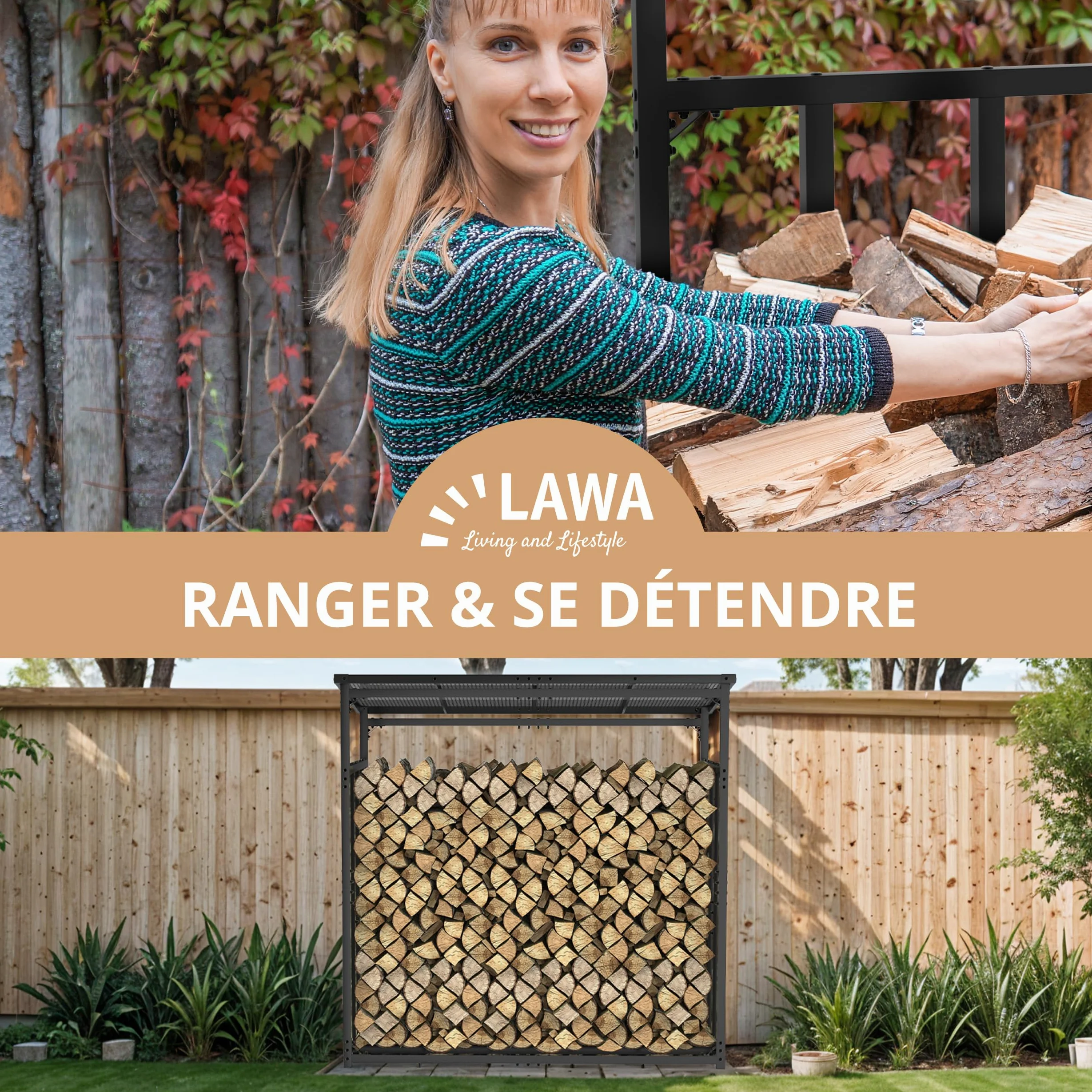 Étagère à bois de cheminée en métal extérieur, Anthracite, 185x105x185cm | galvanisée Anthracite Section 4 x 4 cm Charge maximale 3,5 t Avec toit abri bûche pour bois de chauffage Range buche