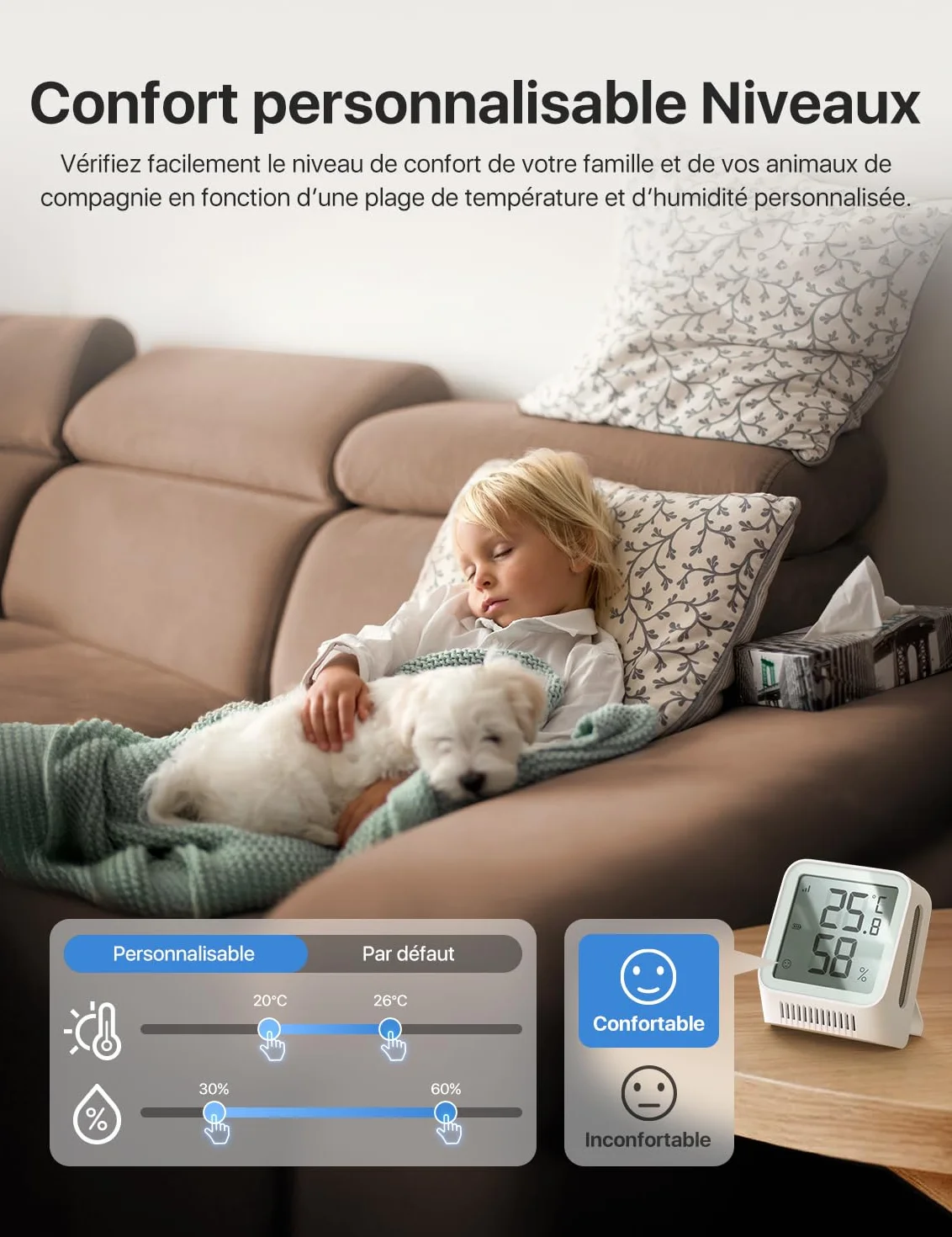 Thermomètre Hygromètre Intérieur Connecté X-Sense STH0A41 Compatible Alexa