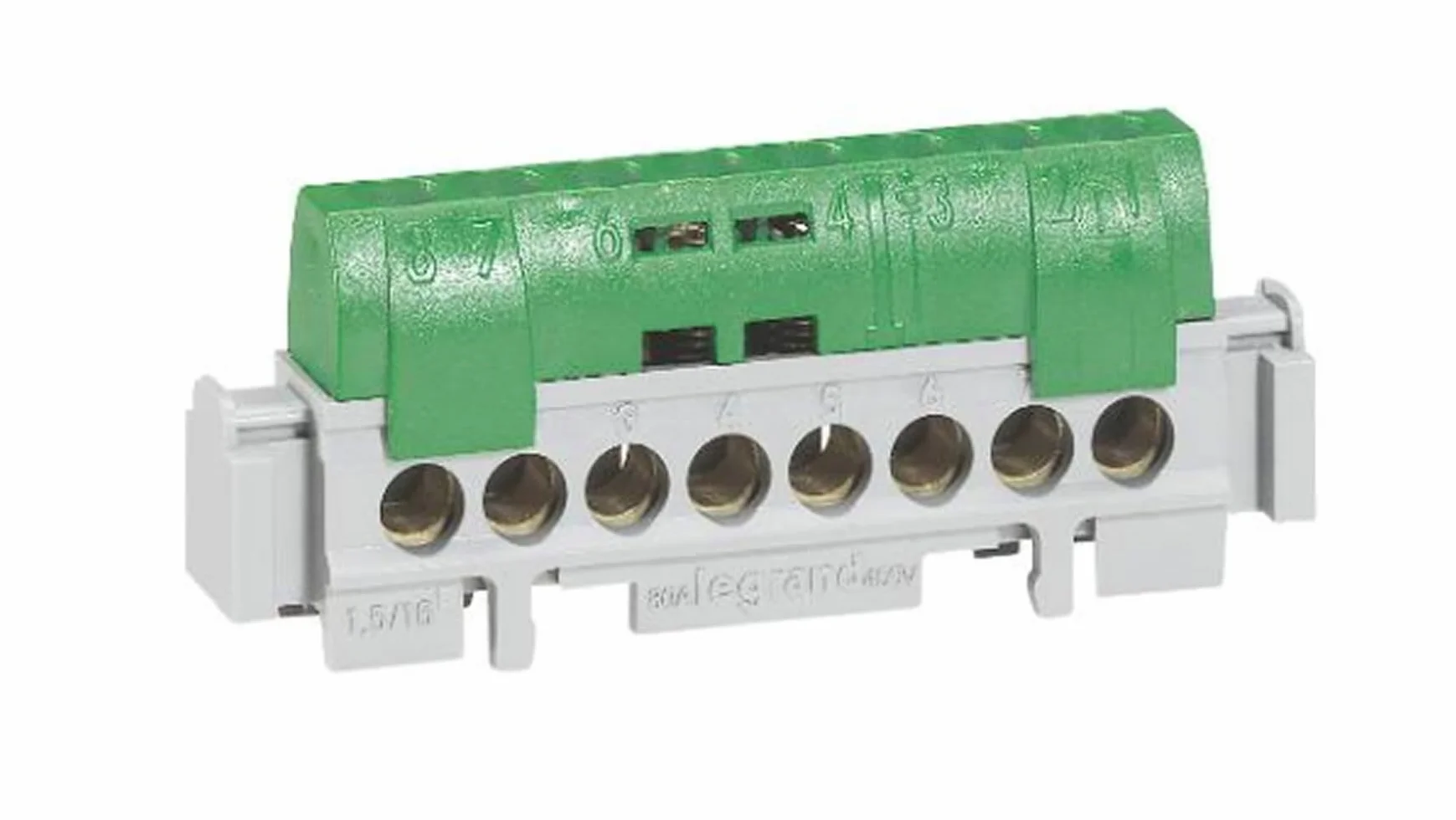 Legrand Bornier de terre 8 bornes câble 1,5mm² à 16mm² vert
