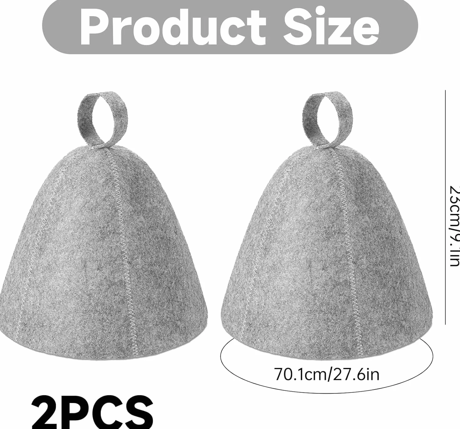Chapeau Sauna en Feutre 2 Pièces Bonnet Anti-Chaleur pour Homme Femme Spas Gris