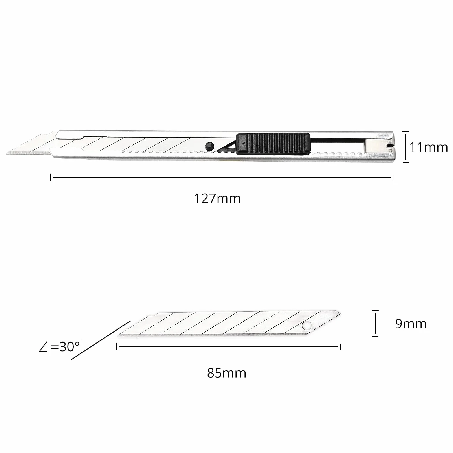Ehdis Cutter 9mm 50 Lames de Rechange 30 Degrés Slim Gaine Acier Inoxydable Coupe-Boîtes Verrouillable
