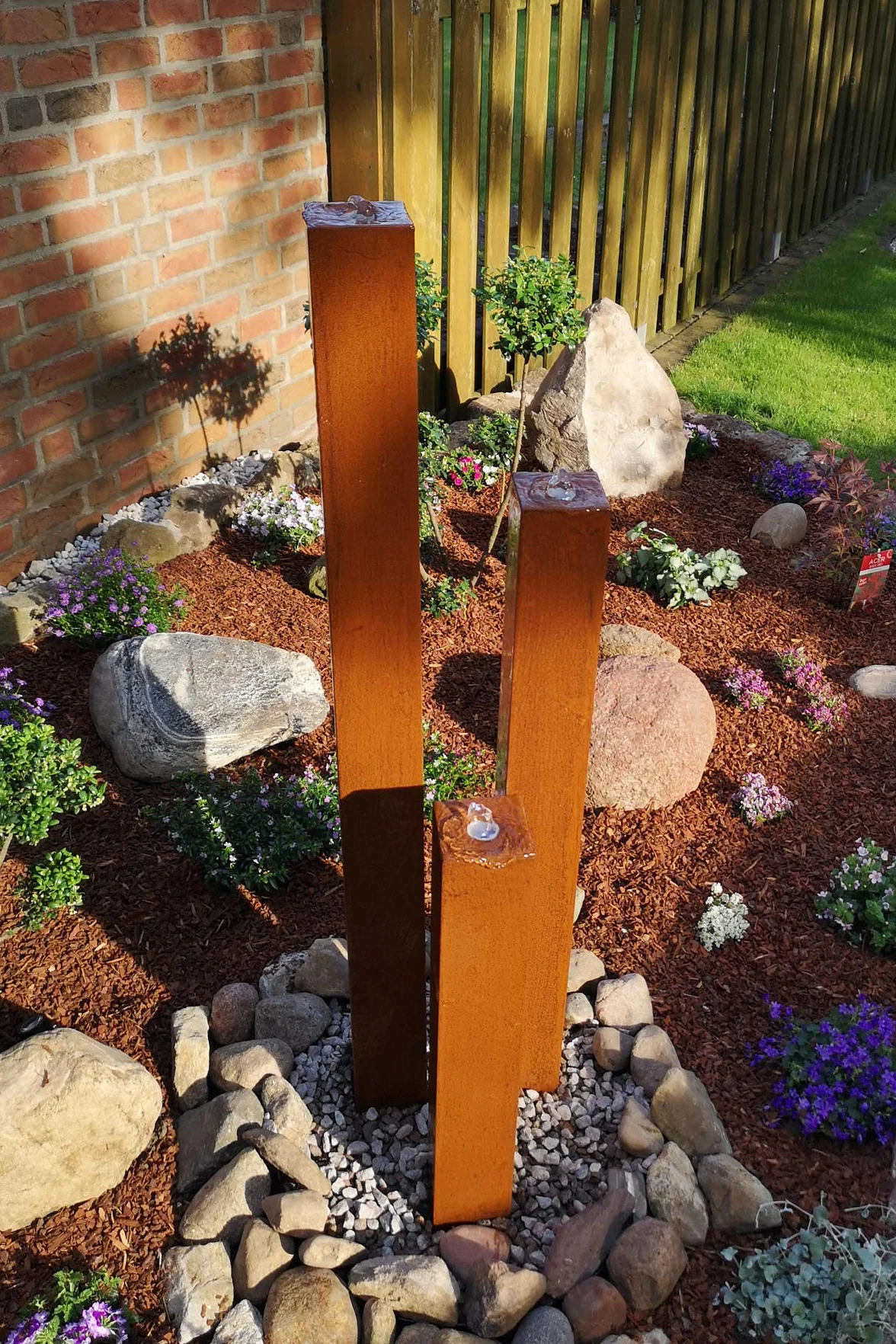 KÖHKO Jeu d'eau en acier Corten LED "Brésil" 31001 hauteur 65-95-125 cm fontaine de jardin
