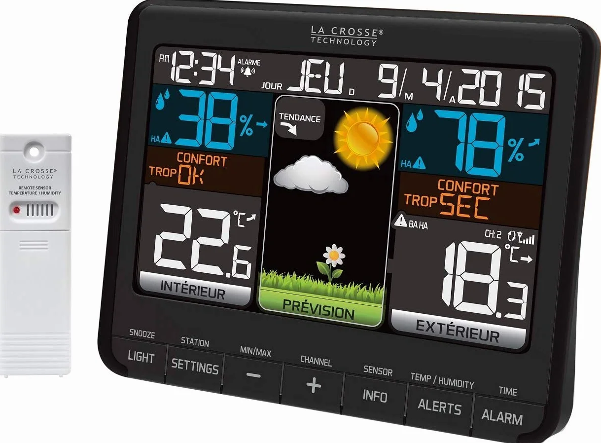 La Crosse Technology WS6825 Station météo colorée Noir