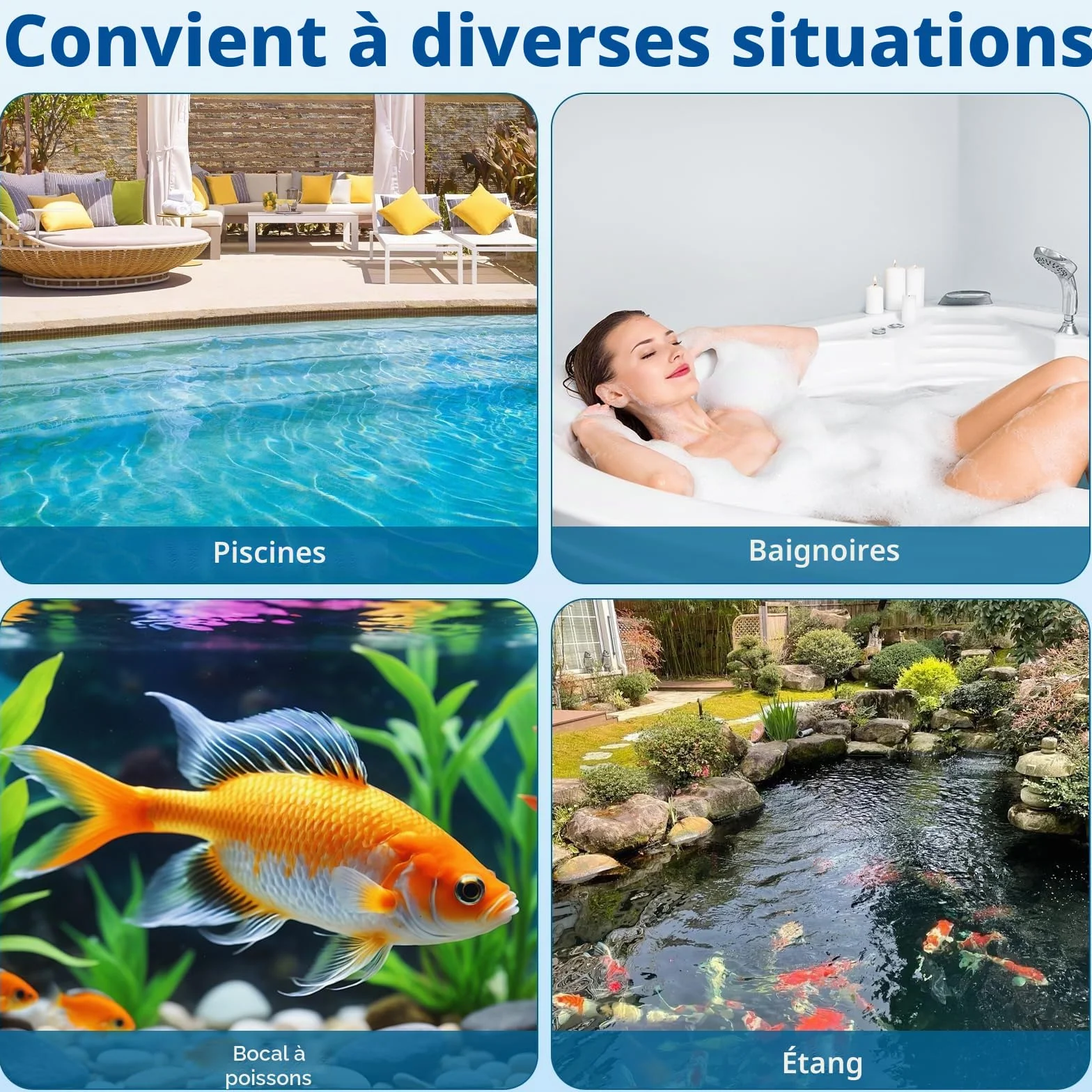Thermomètre de Piscine Connecté Sans Fil IP67 Flotter Bleu