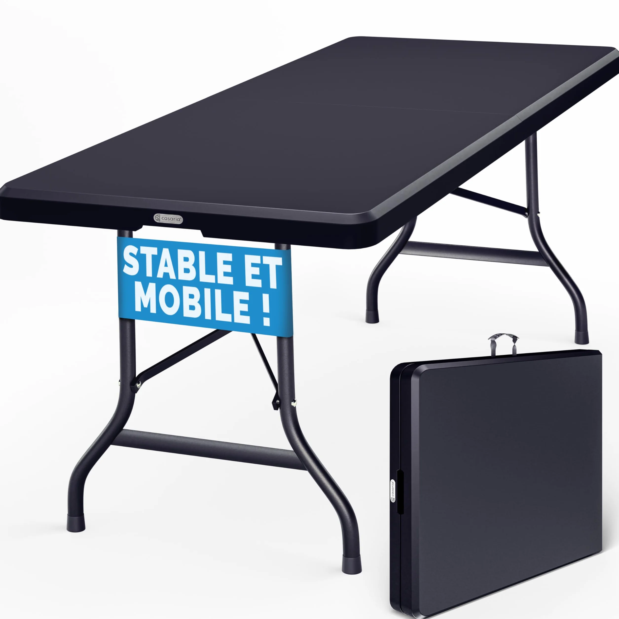 Casaria Table de Camping Pliante Plastique 183x75x73cm 8 Personnes Anthracite