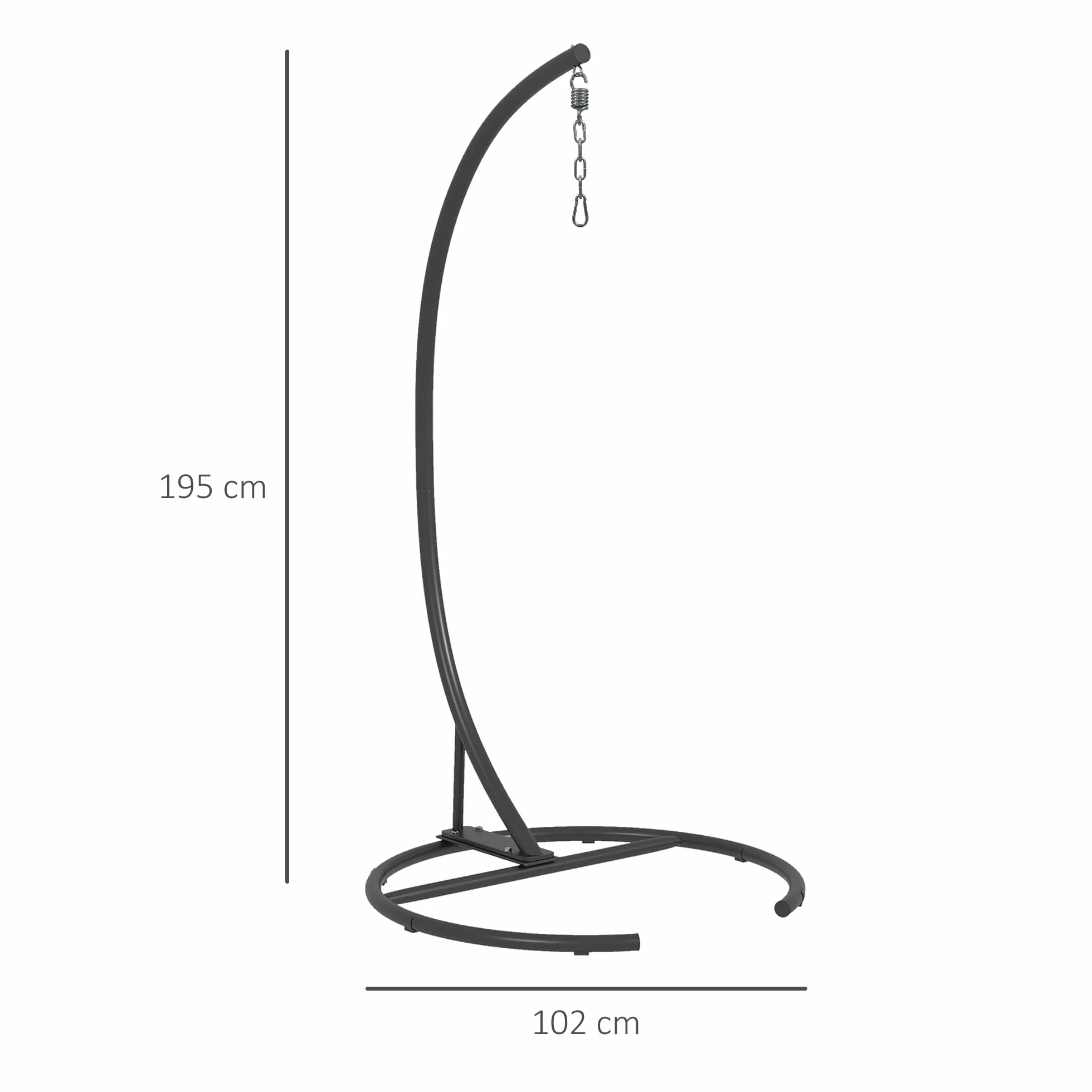 Outsunny Support Fauteuil Suspendu Base Ronde Métal 150 kg Ø102x195 cm Noir