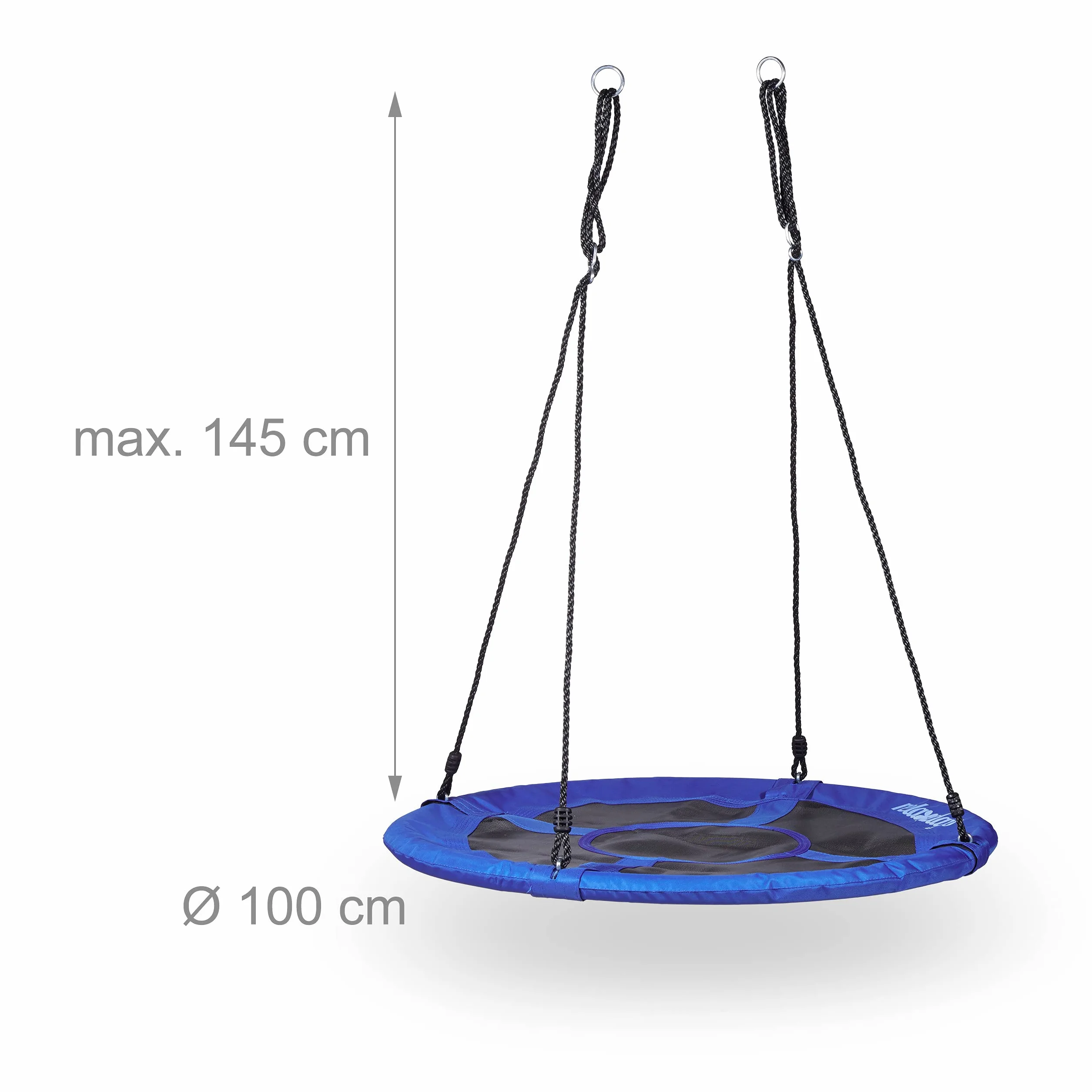 Relaxdays Balançoire nid d'oiseau rond Bleu foncé 100 x 100 x 145 cm