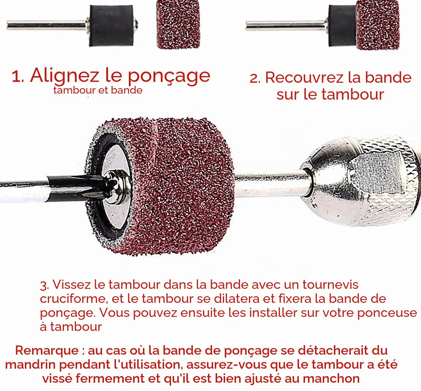 150 Pièces Tambour De Ponçage avec Bandes de Ponçage et Mandrin pour Dremel Outils Rotatifs