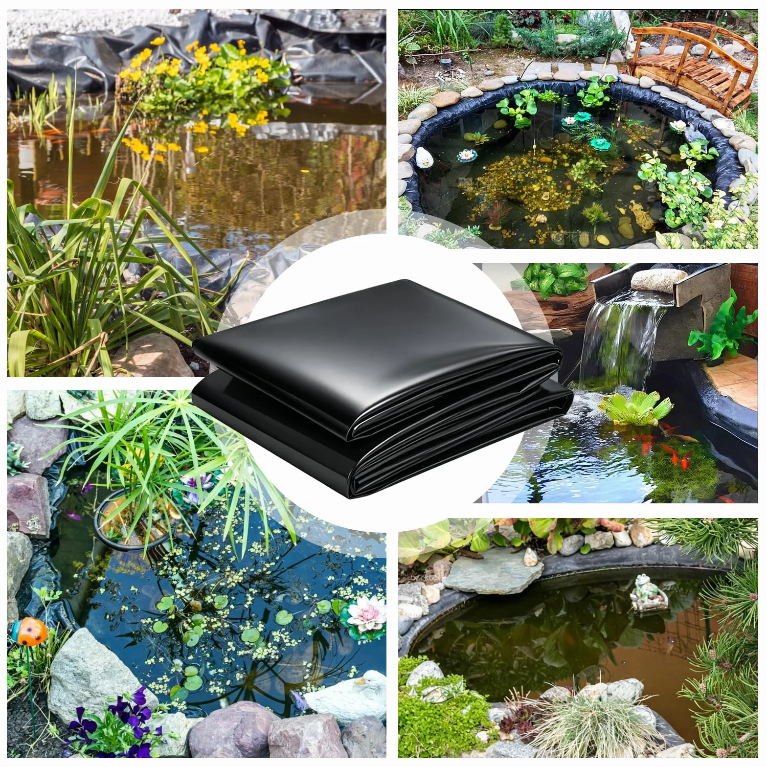 Bâche pour bassin en polyéthylène haute densité 2 x 2 m imperméable résistant aux intempéries noir