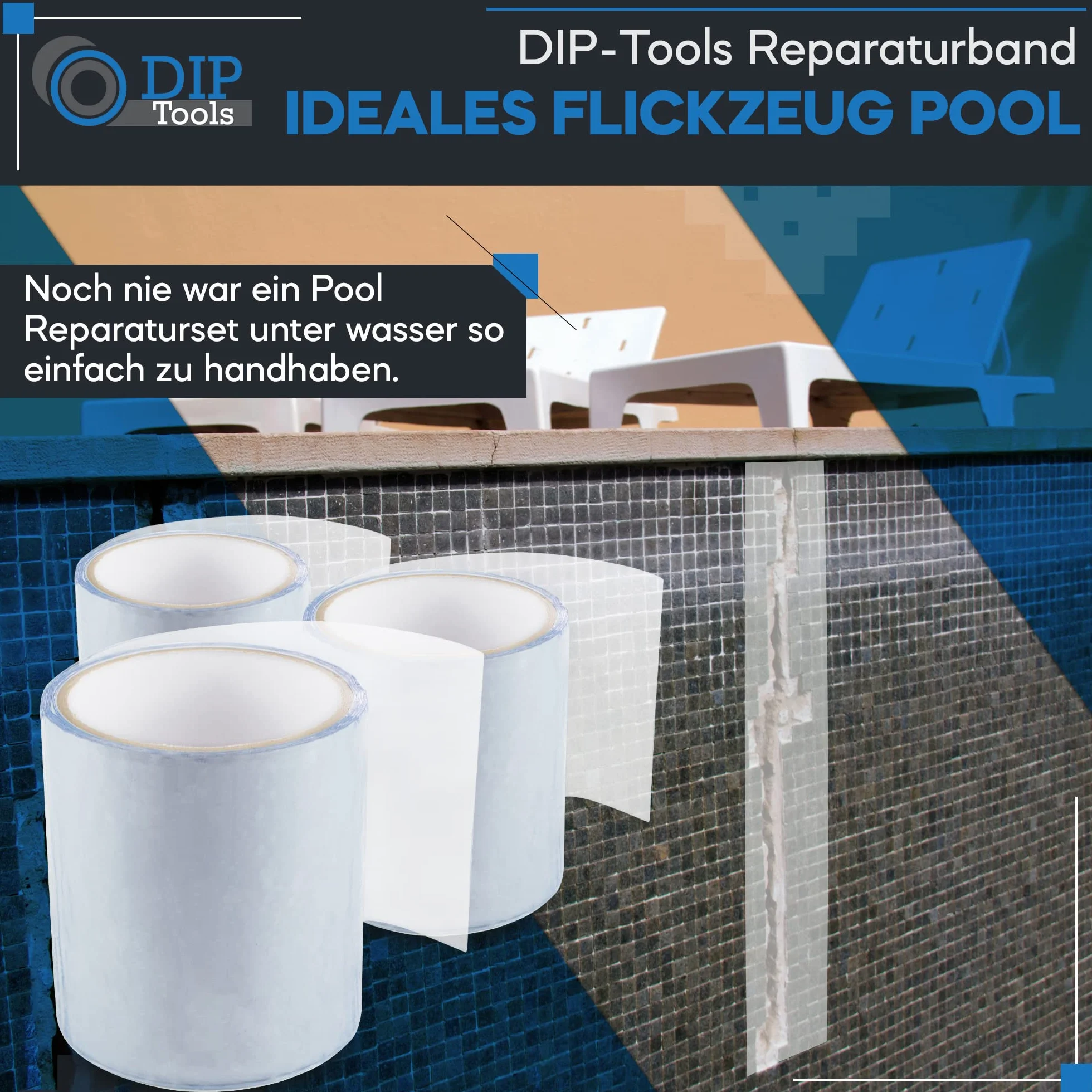 DIP Tools Ruban de réparation étanche 2x1.5m transparent