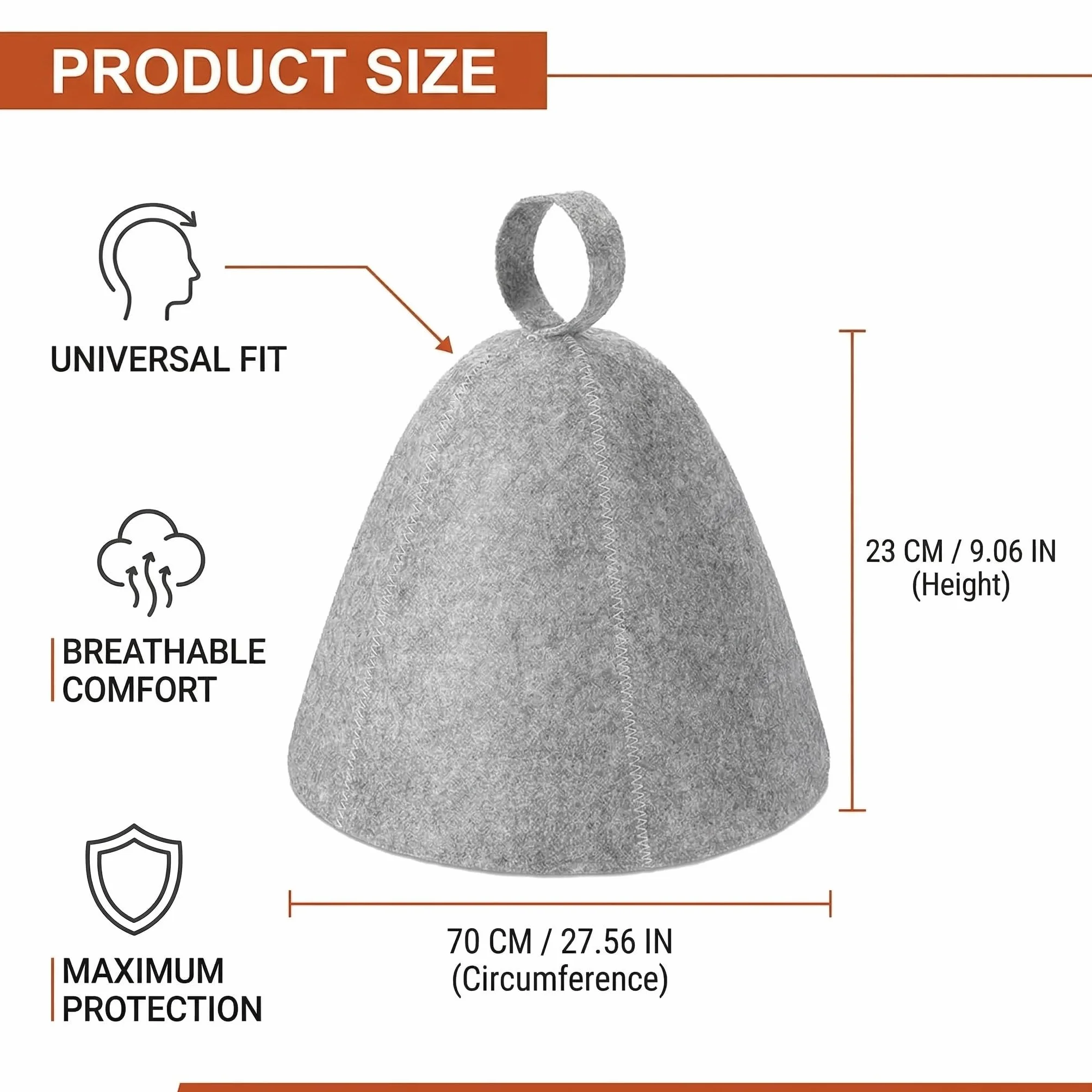 Bonnets de sauna en feutre absorbant - Accessoire de sauna pour homme et femme - Protection de la tête (gris)