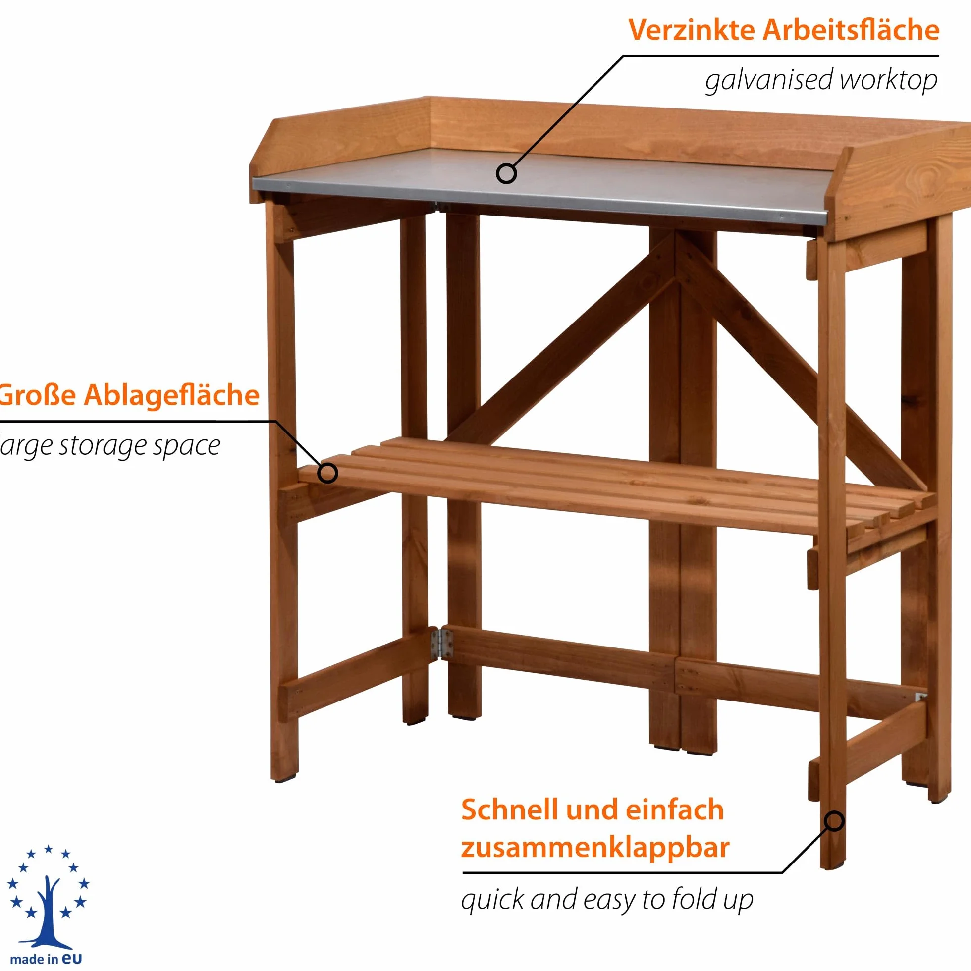 dobar Table à Plantes Pratique en pin FSC 85 x 44 x 89 cm Repliable