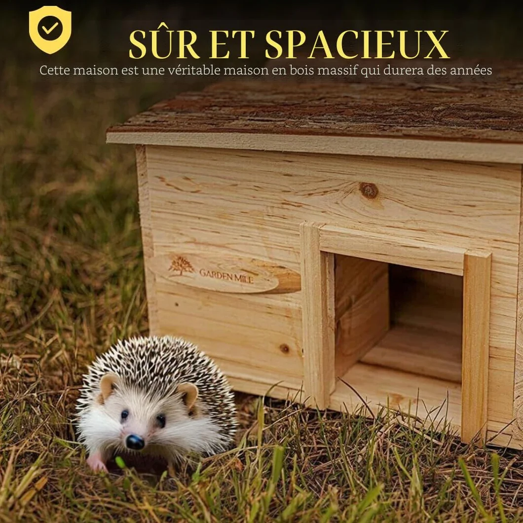 Maison pour hérisson en bois durable résistant aux prédateurs avec toit en feutre