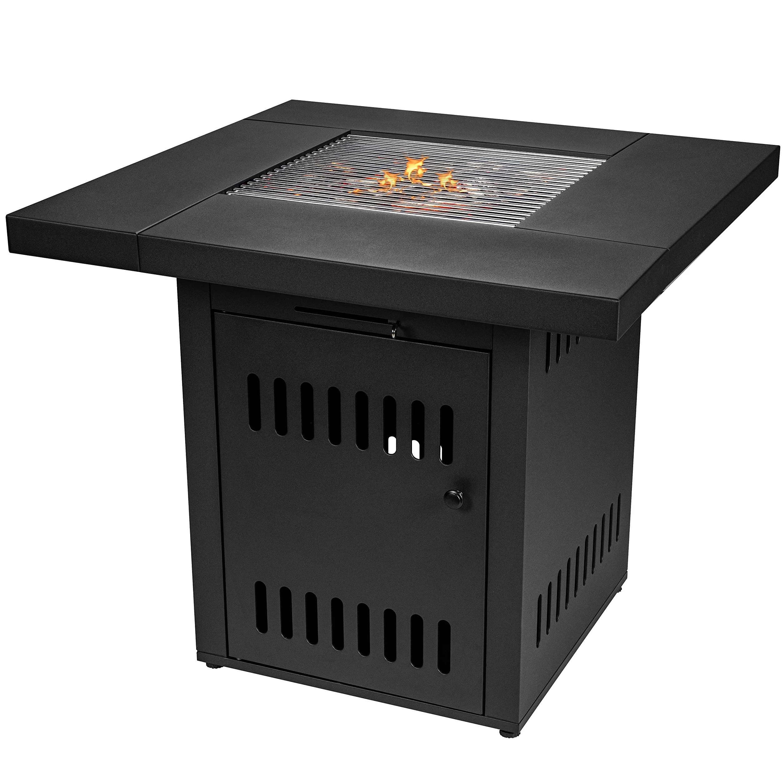 Ambiente Cube Kohle Table à feu Charbon de Bois Briquettes Grille Barbecue Transformable Table Jardin Plateau Complet