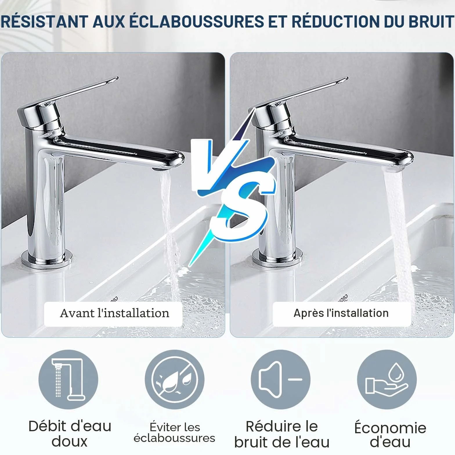 Vinabo Mousseur Robinet M24 Acier Inoxydable Aérateur Brise Jet Cuisine Salle de Bain Argent