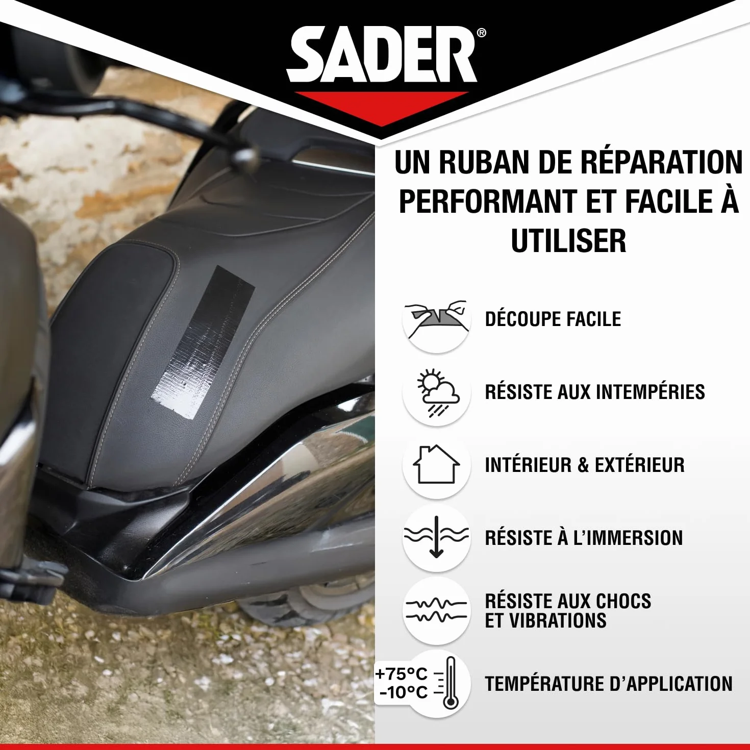 SADER Repare Tout Extrême Noir Adhésif Extra Fort 20m x 50mm