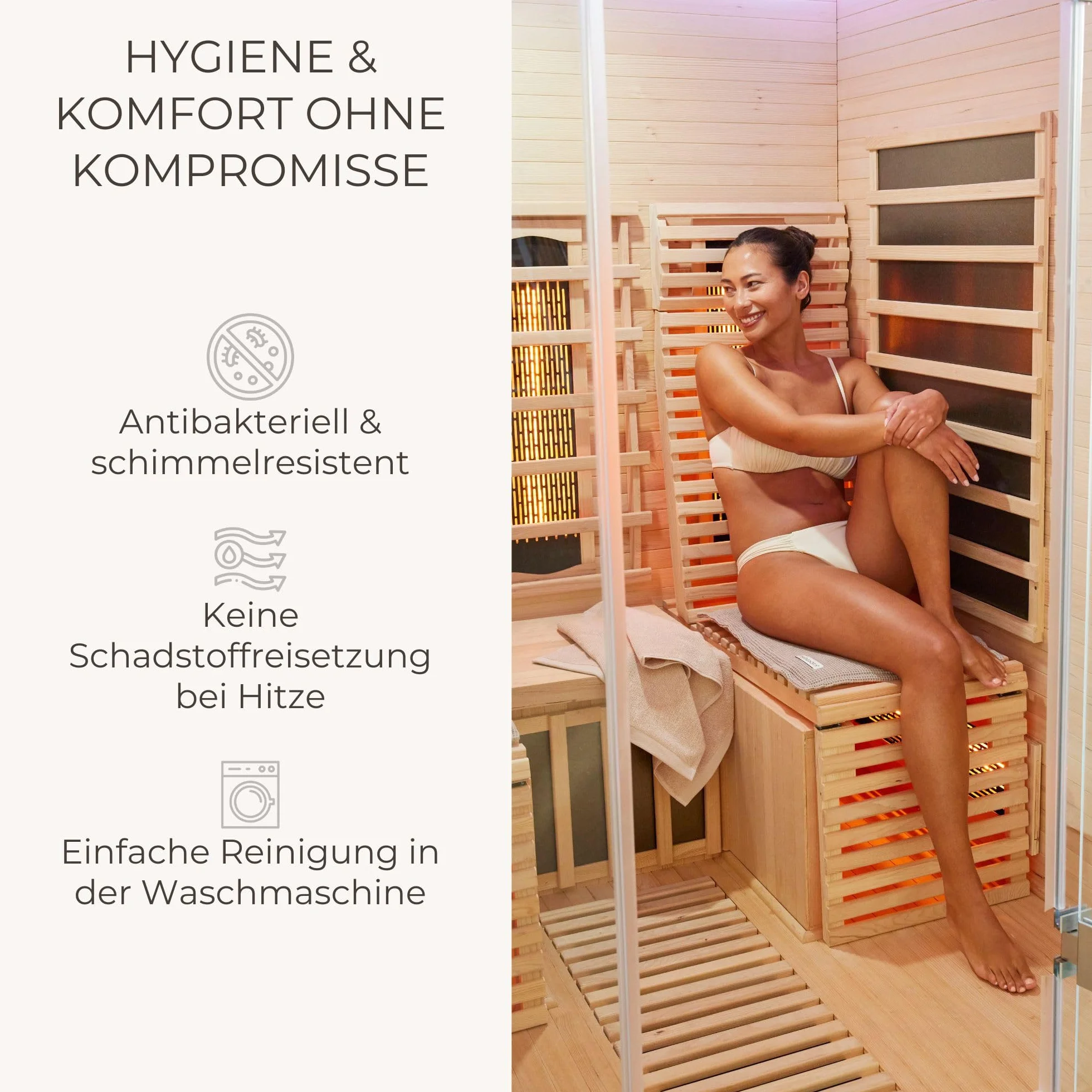 SAUNASOFA Ensemble de sauna avec coussin d'assise et serviette – Lavable, respirant, fabriqué à la main en Europe