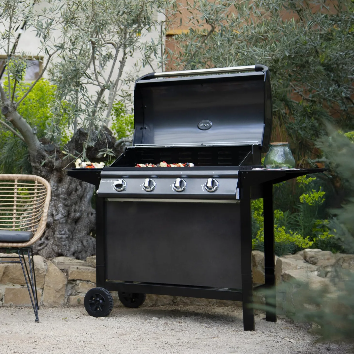 Happy Garden Barbecue au gaz RENO - 4 brûleurs avec thermomètre 14kW