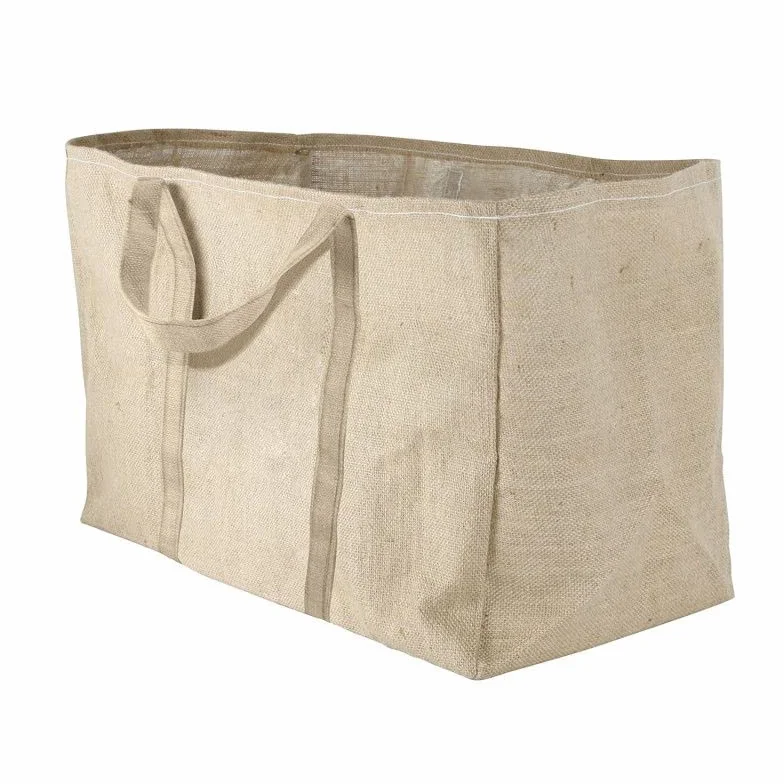 Sac à bûches marron en toile de jute plastifié 30x60x40cm