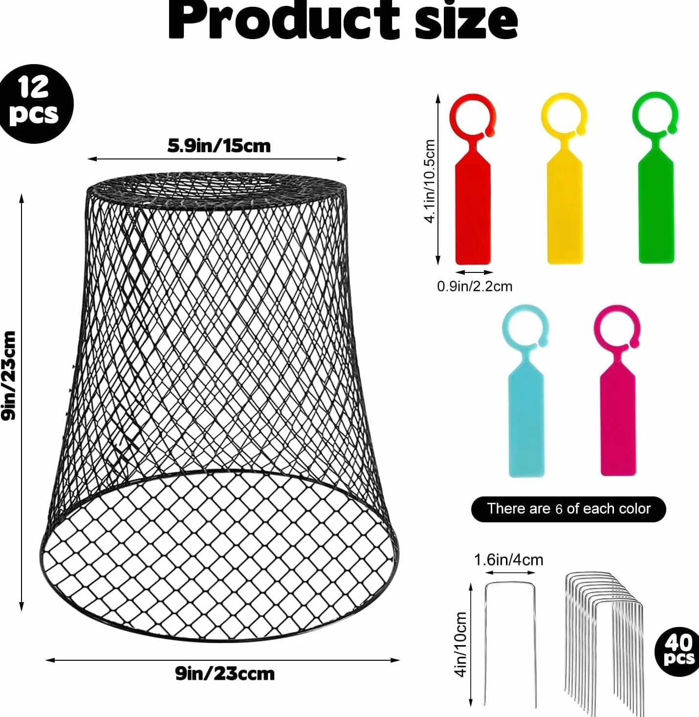 KAHEIGN 12 Pièces Cloches Grillagées pour Plantes 23CM x 23CM Cage de Protection Métallique de Jardin