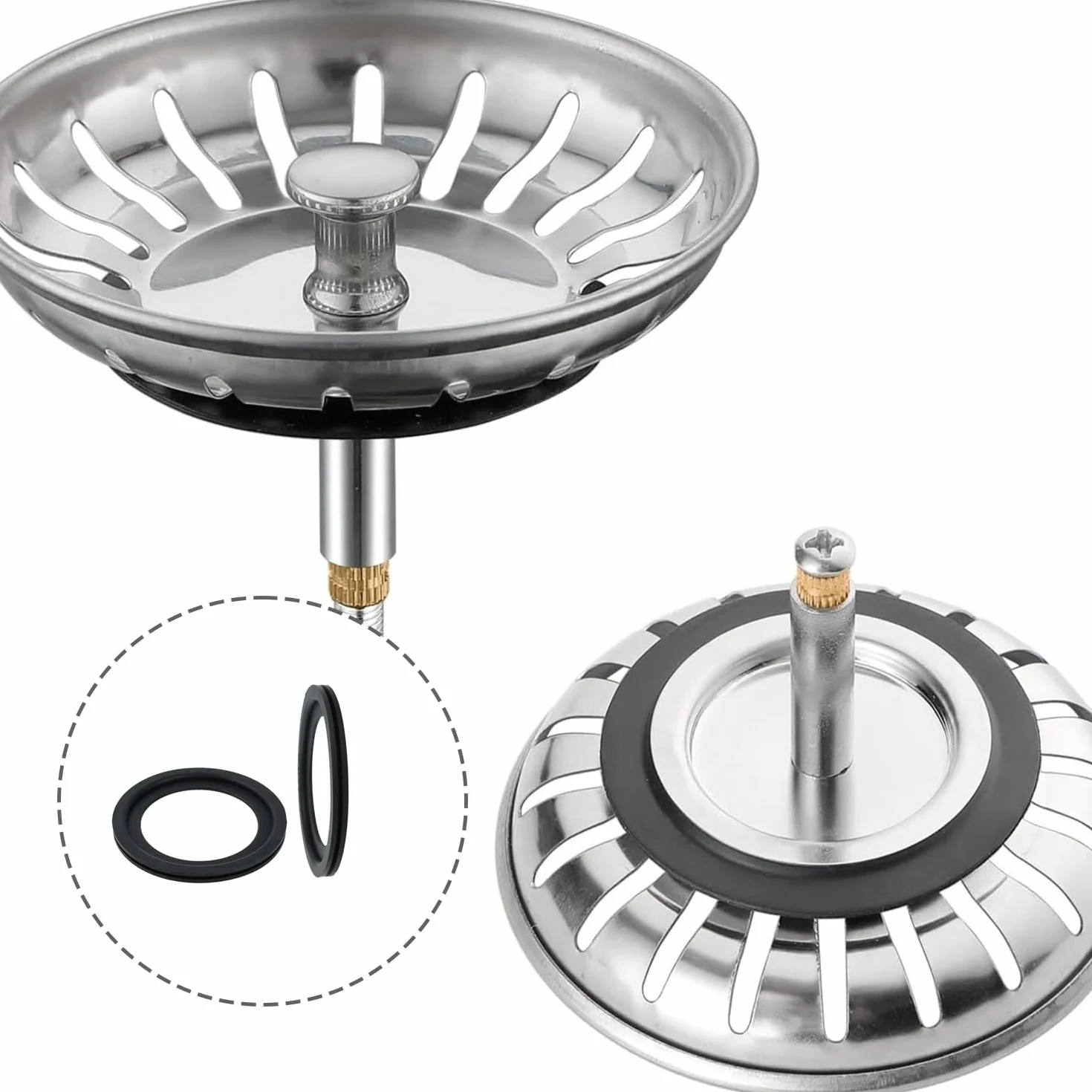 Joint D'Évier de Cuisine 6 PCS, Joint en élastomère pour paniers filtrants Ø 54 mm, Ø 32 mm, Noir