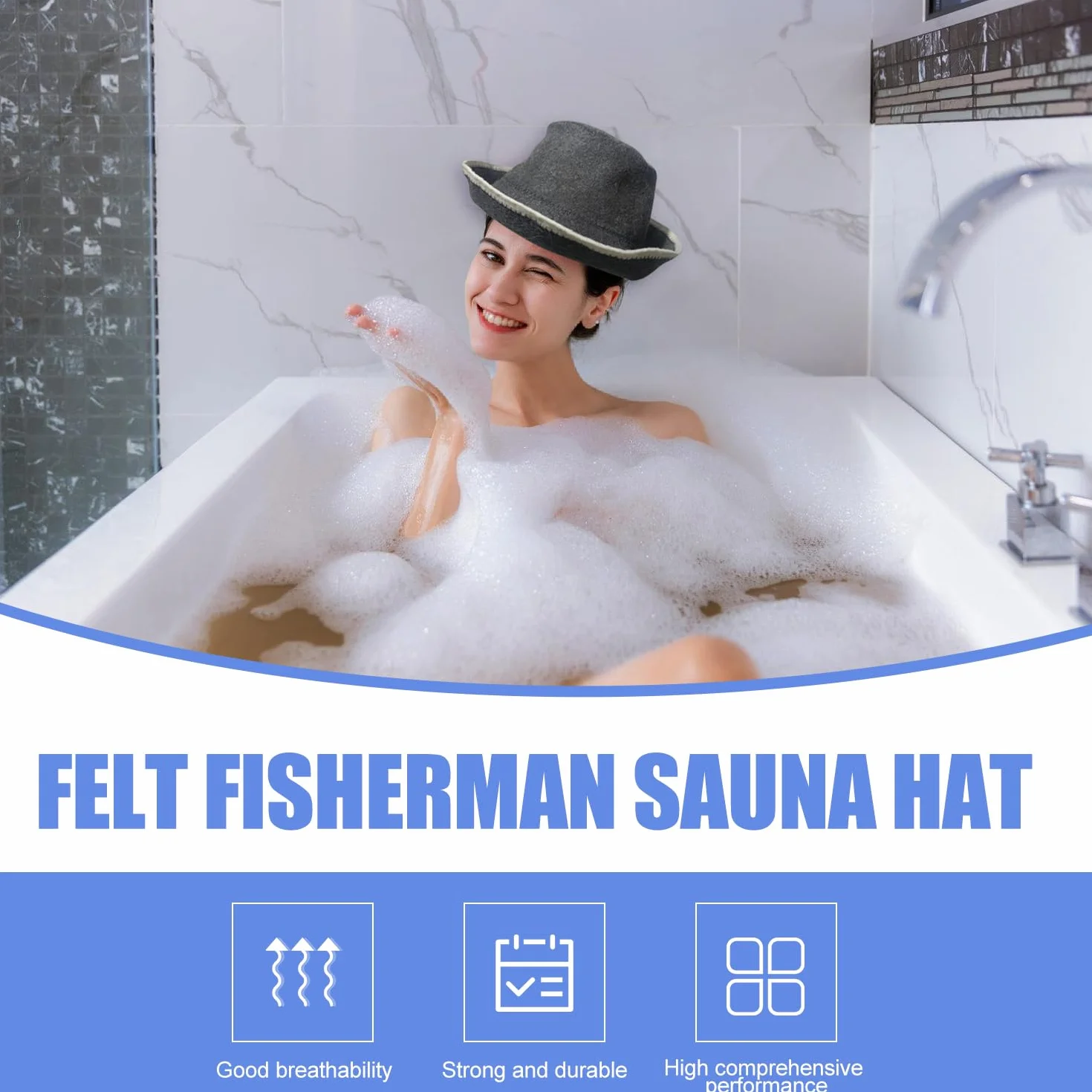 Molbory Lot de 2 chapeaux de sauna en feutre Gris