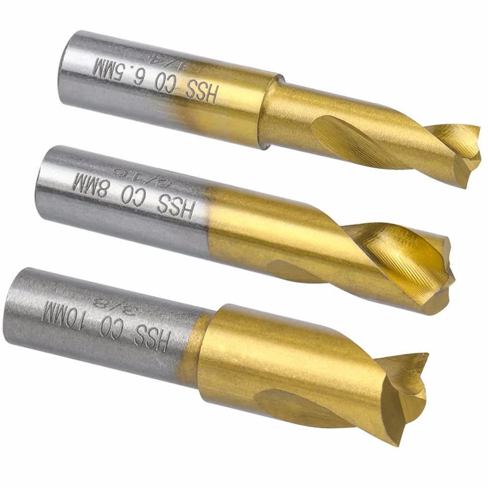 Mesee Lot de 3 Forets à Souder par Point HSS CO Plaquée en Titane 6.5mm/8mm/10mm