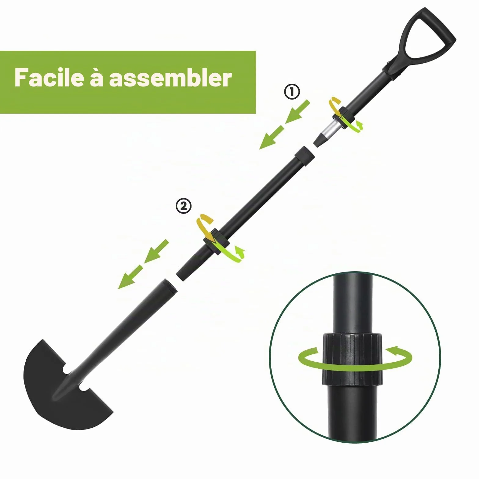 Coupe Bordure Manuel pour Jardin, 105 Cm Outil De Bordure De Pelouse avec Manche Rigide en Fibre De Verre, Demi-Lune De Coupe Bordure avec Poignée Confort en Forme D pour Entretien du Jardin