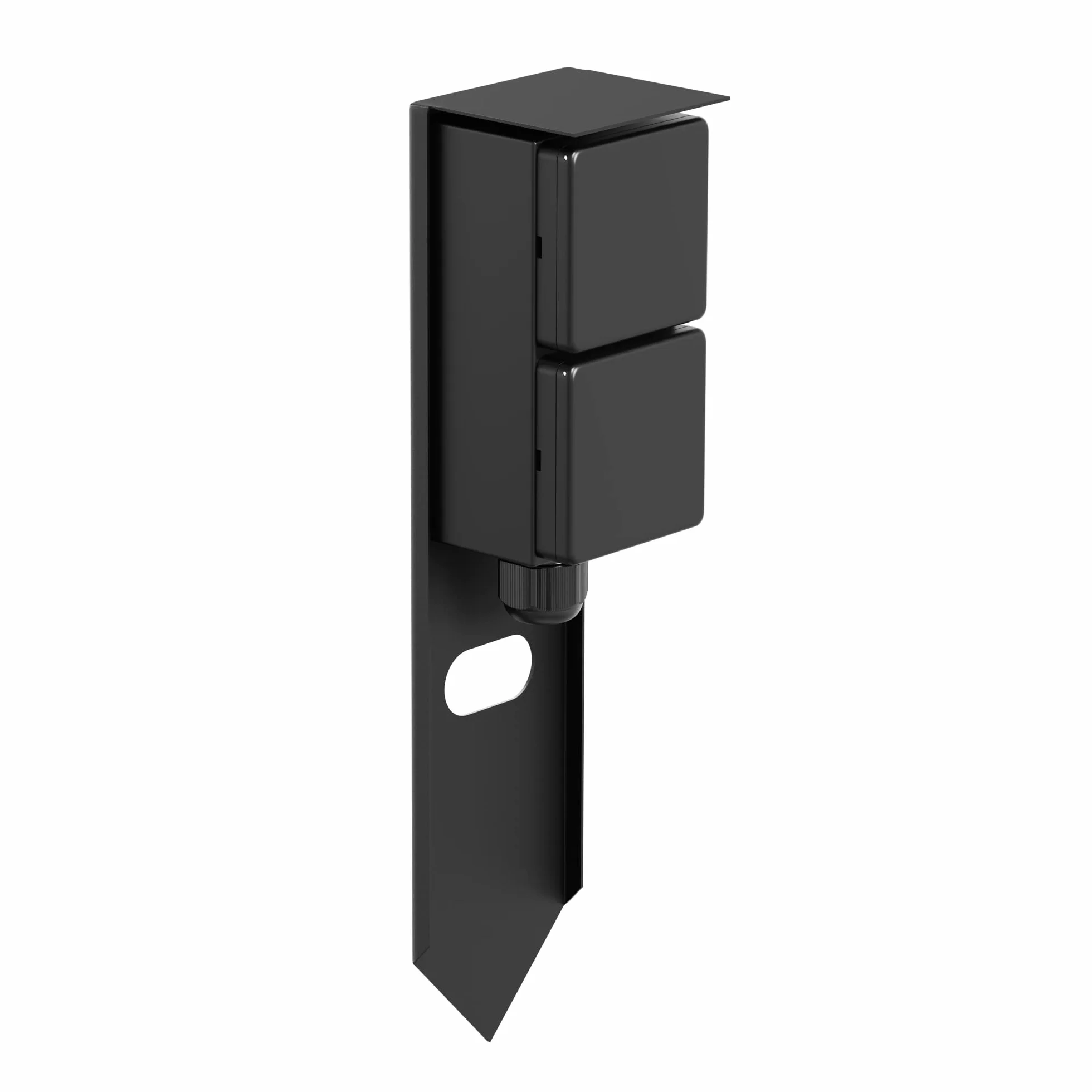 ledscom.de Colonne de Prises de Courant PIWI IP44 Acier Inoxydable Noir 30 cm