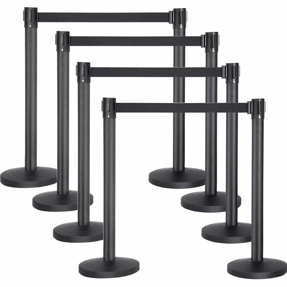 Yaheetech Barrière de Guidage Rétractable 8 Poteaux avec Corde 2M Système de Balisage