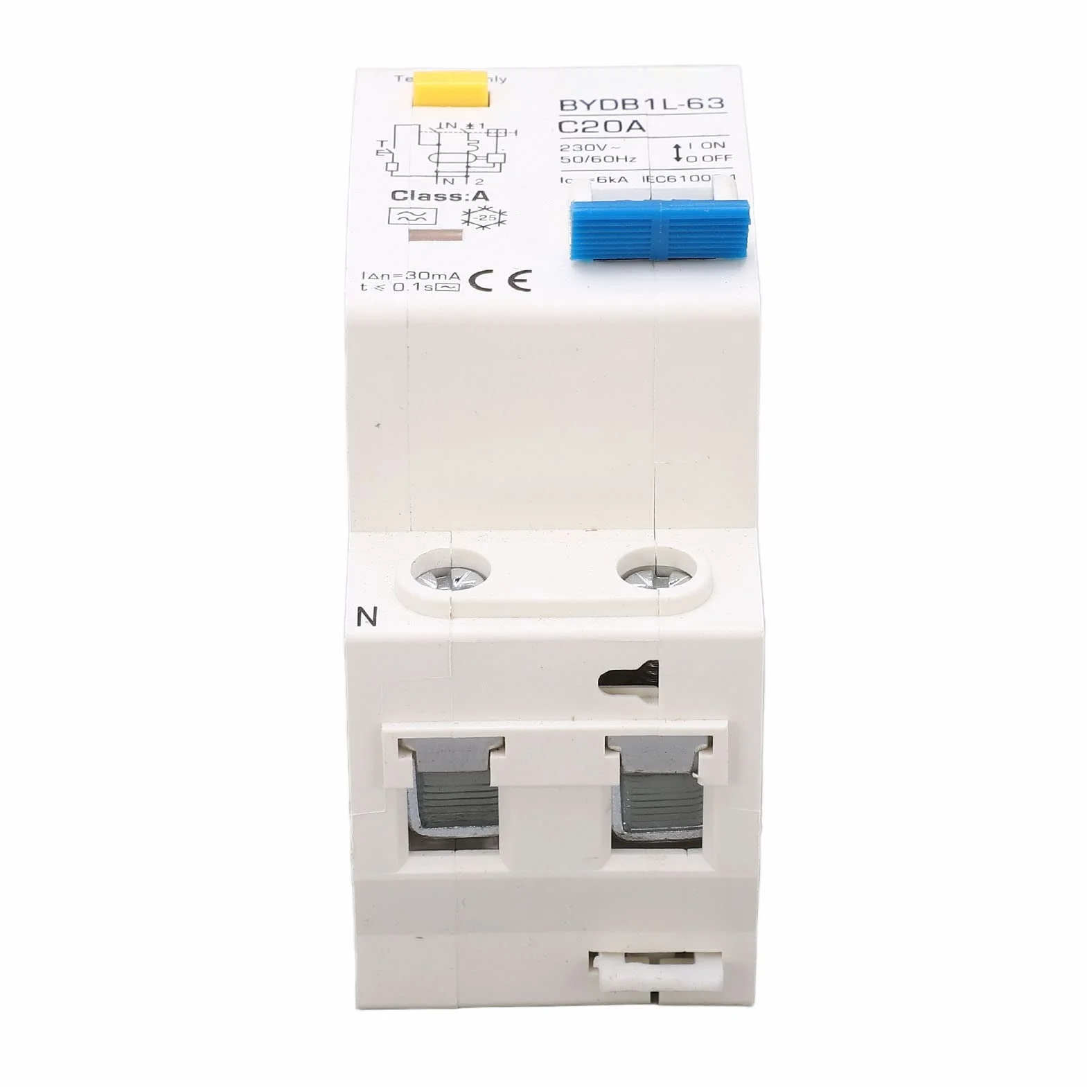 BYDB1L 63 Disjoncteur Différentiel 20A Type A 30mA Protection PA66 230V