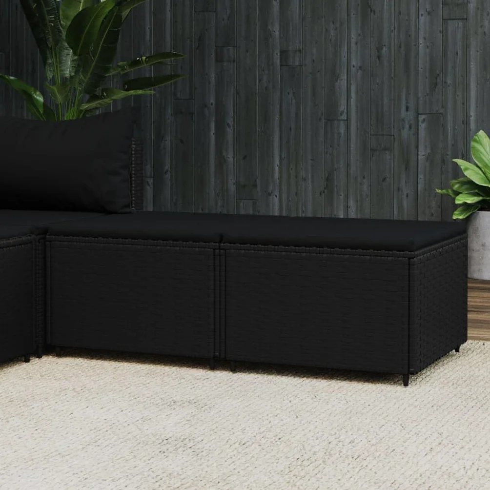 vidaXL Repose-Pieds de Jardin résine tressée Noir 2 pcs Pouf Ottoman Tabouret