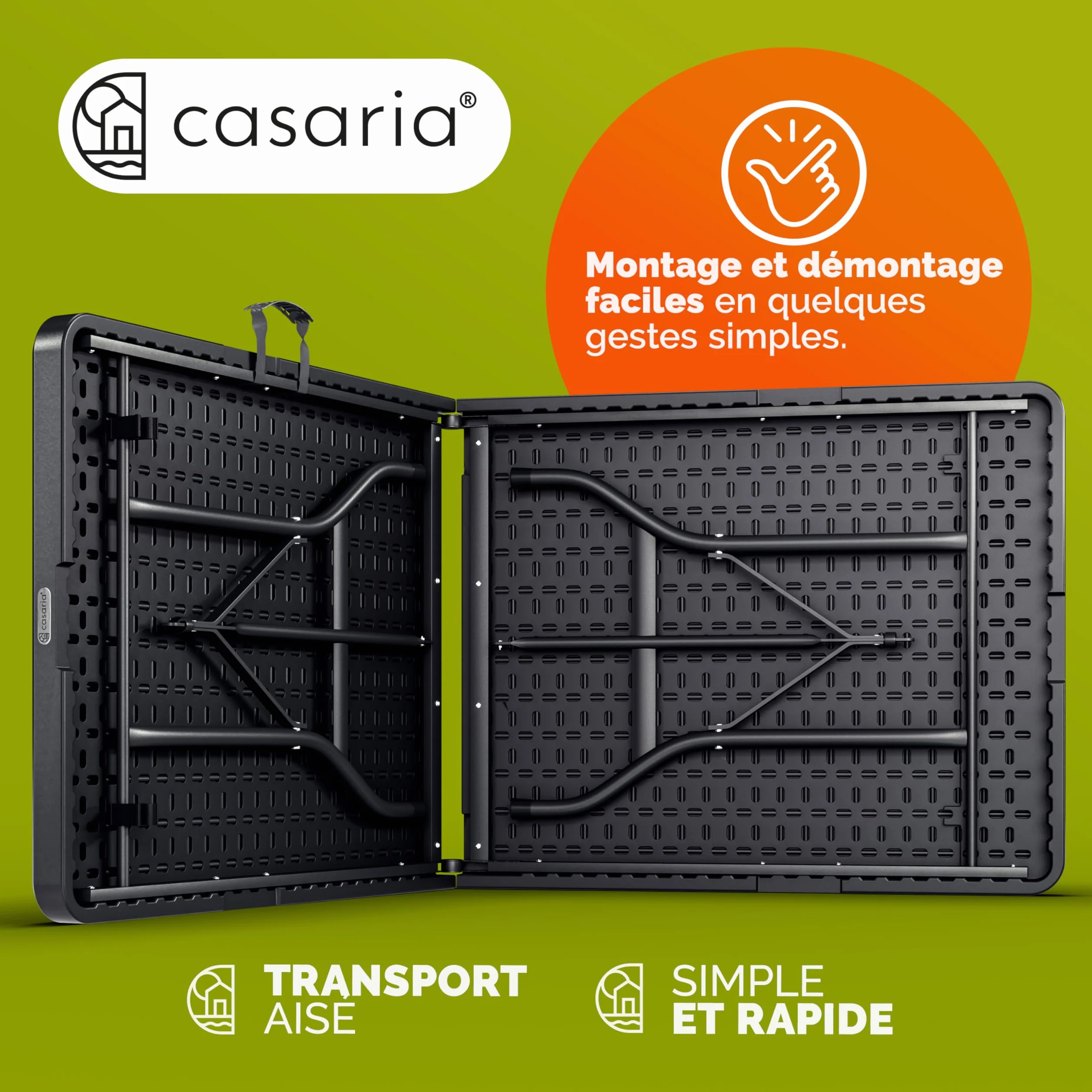 Casaria Table de Camping Pliante Plastique 183x75x73cm 8 Personnes Anthracite