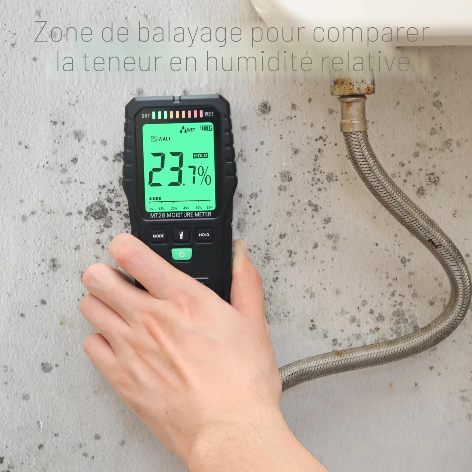 Testeur Humidité Humidimètre Numérique sans Broche Détecteur d'humidité en Papier pour Bois Matériaux de Construction