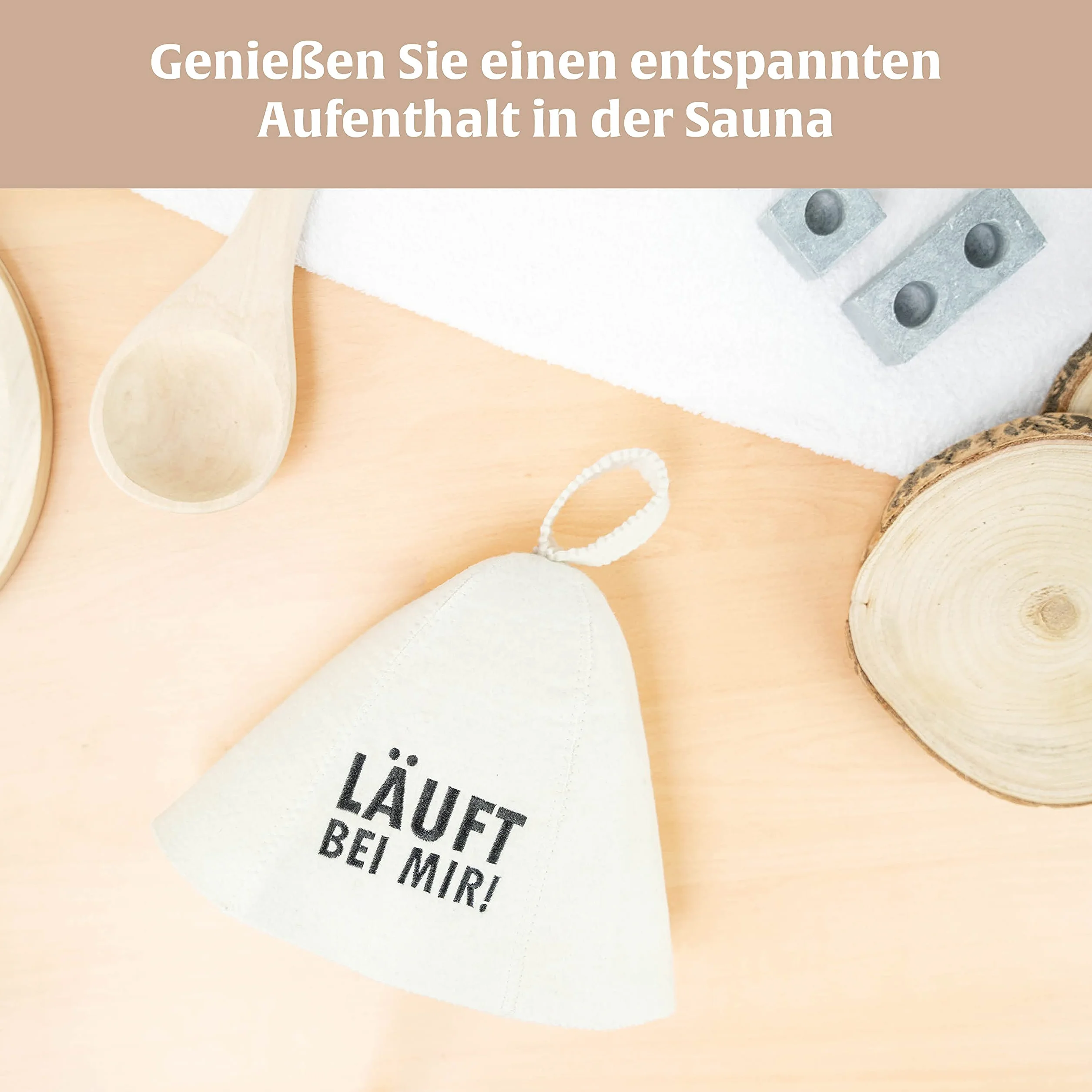 Chapeau de sauna diyer 100% coton - Bonnet de sauna avec motif inscription "Fonctionne avec moi"