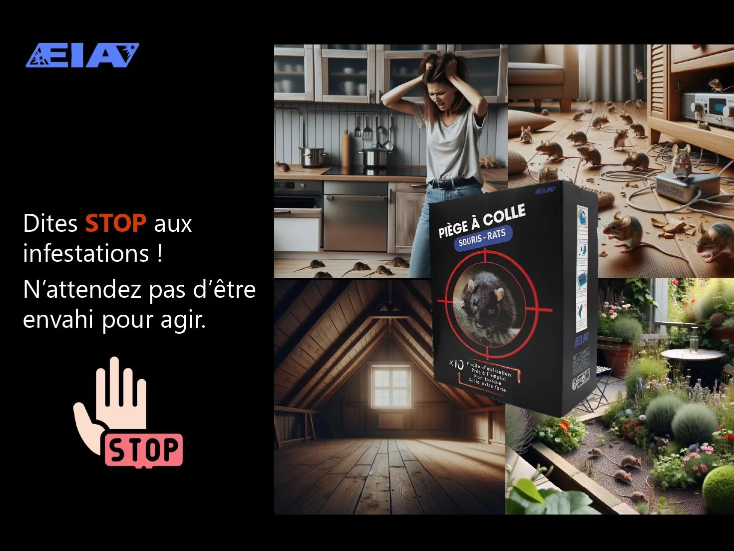 Piège à Souris Collant sans Poison - Plaque Glue Ultra Forte pour Maison, Restaurant, Commerce - Piège Anti rongeurs, Insectes - Produit Anti Souris Efficace - Lot de 5