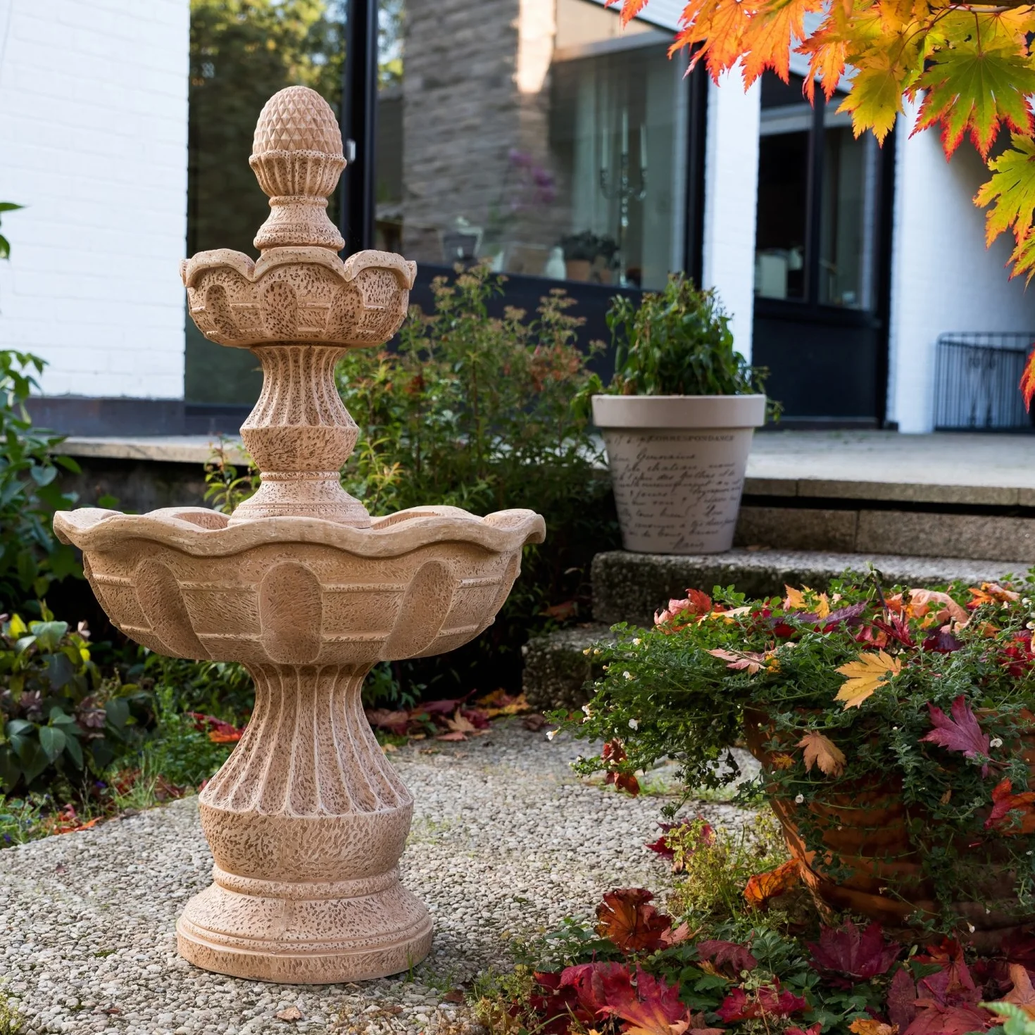 STILISTA Fontaine de Jardin METIS Aspect Pierre 58 x 58 x 102 cm Pompe Incluse