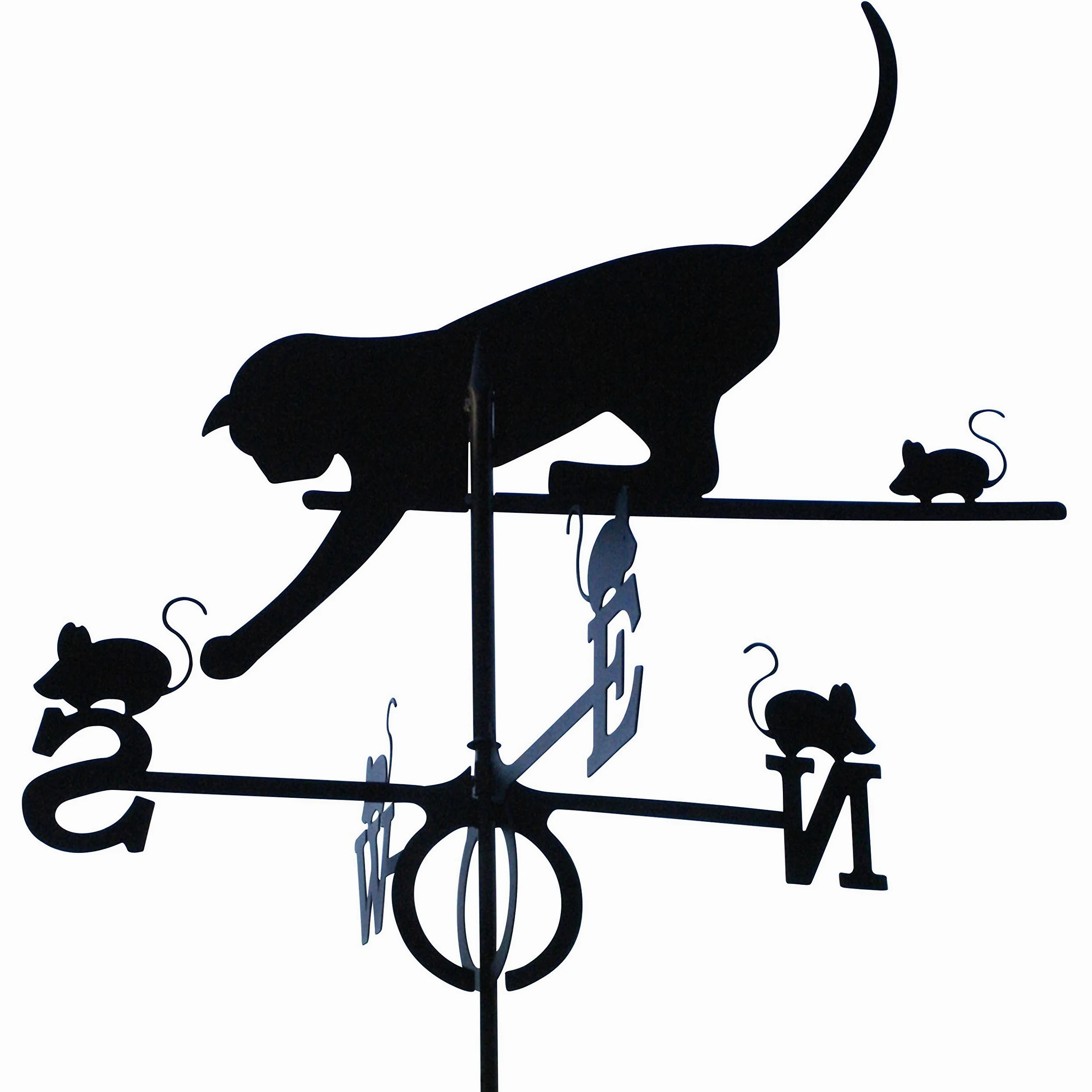Girouette chat et souris en fer forgé grand modèle