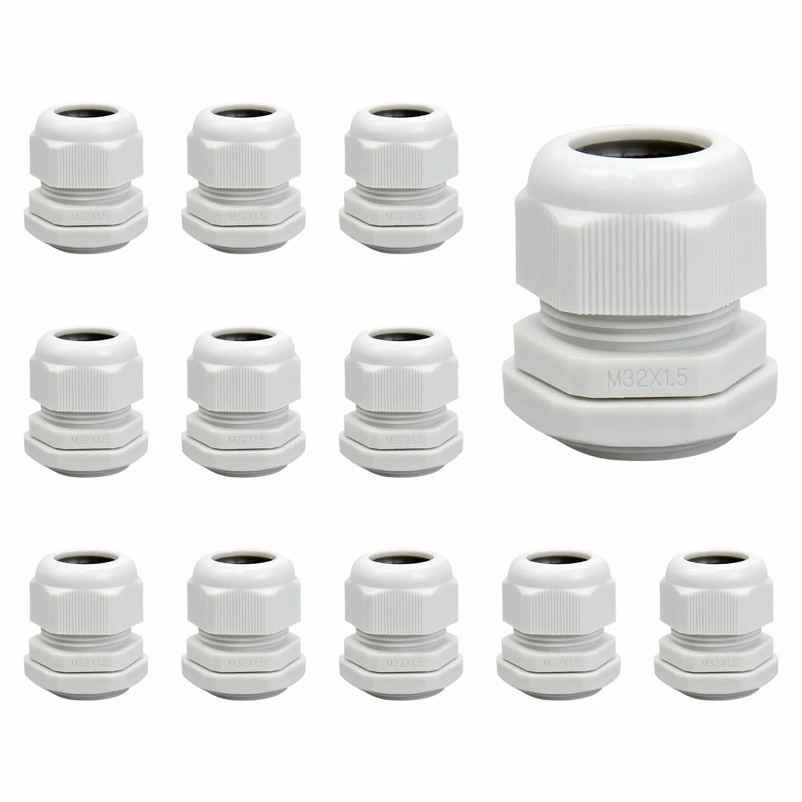 Presse-étoupe M32 x 1,5 Lot de 12 IP68 Gris Étanche