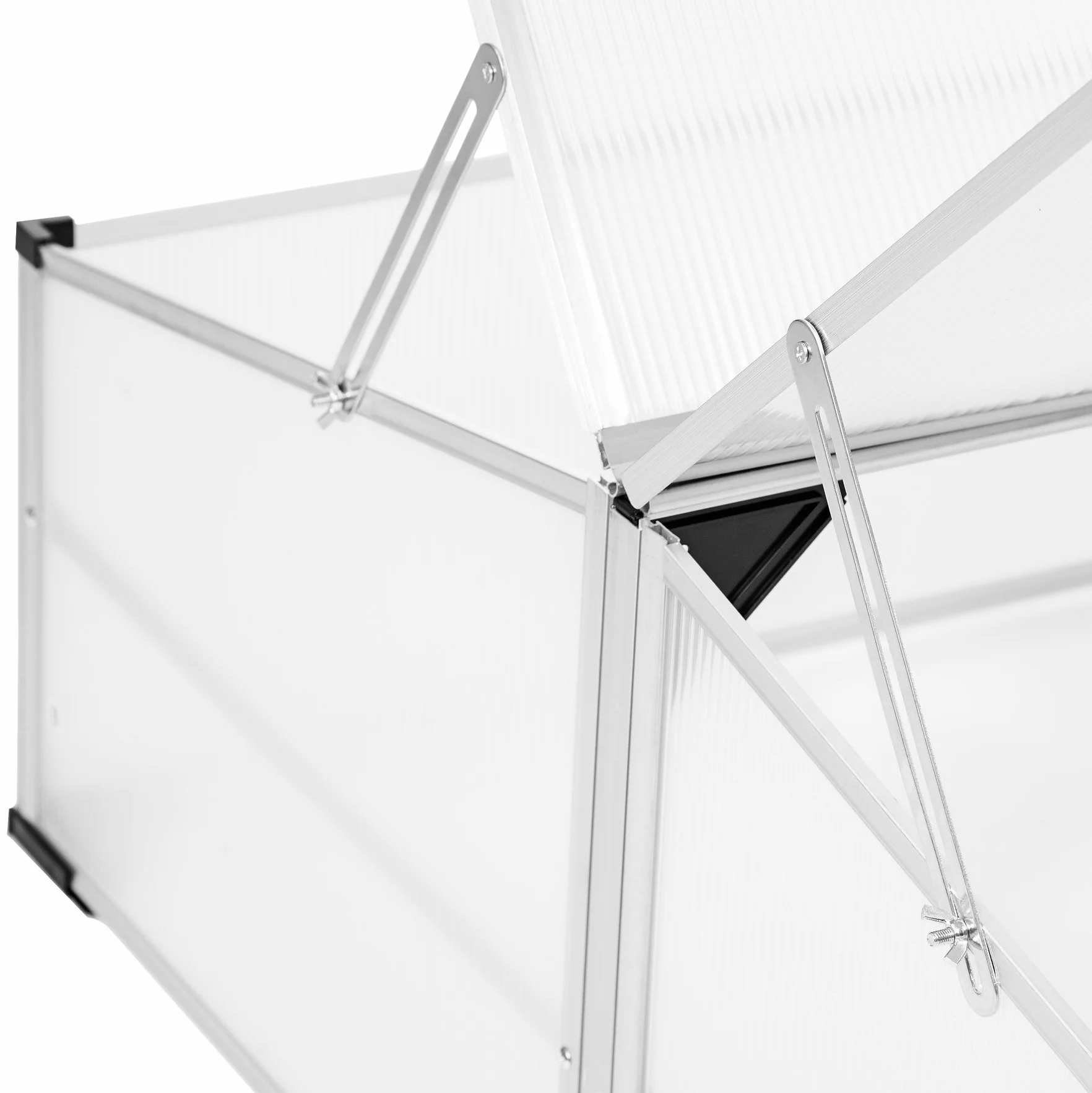 tectake® Mini Serre de Jardin 102 x 102 x 41/31 cm, Châssis Aluminium, Plaques Alvéolaires, Potager Exterieur, Hivernage et Semis