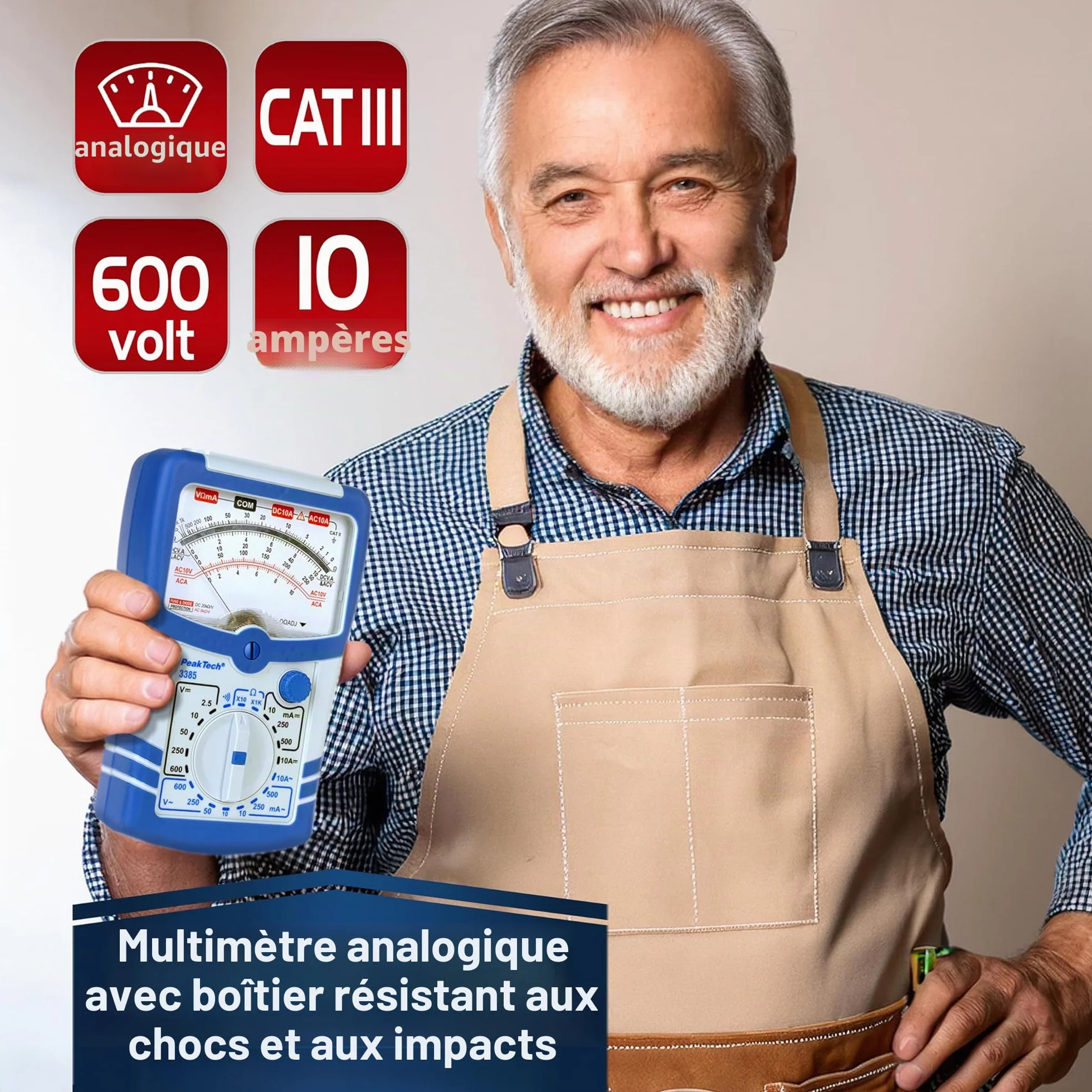 PeakTech P 3385 Multimètre analogique 600V AC DC 10A