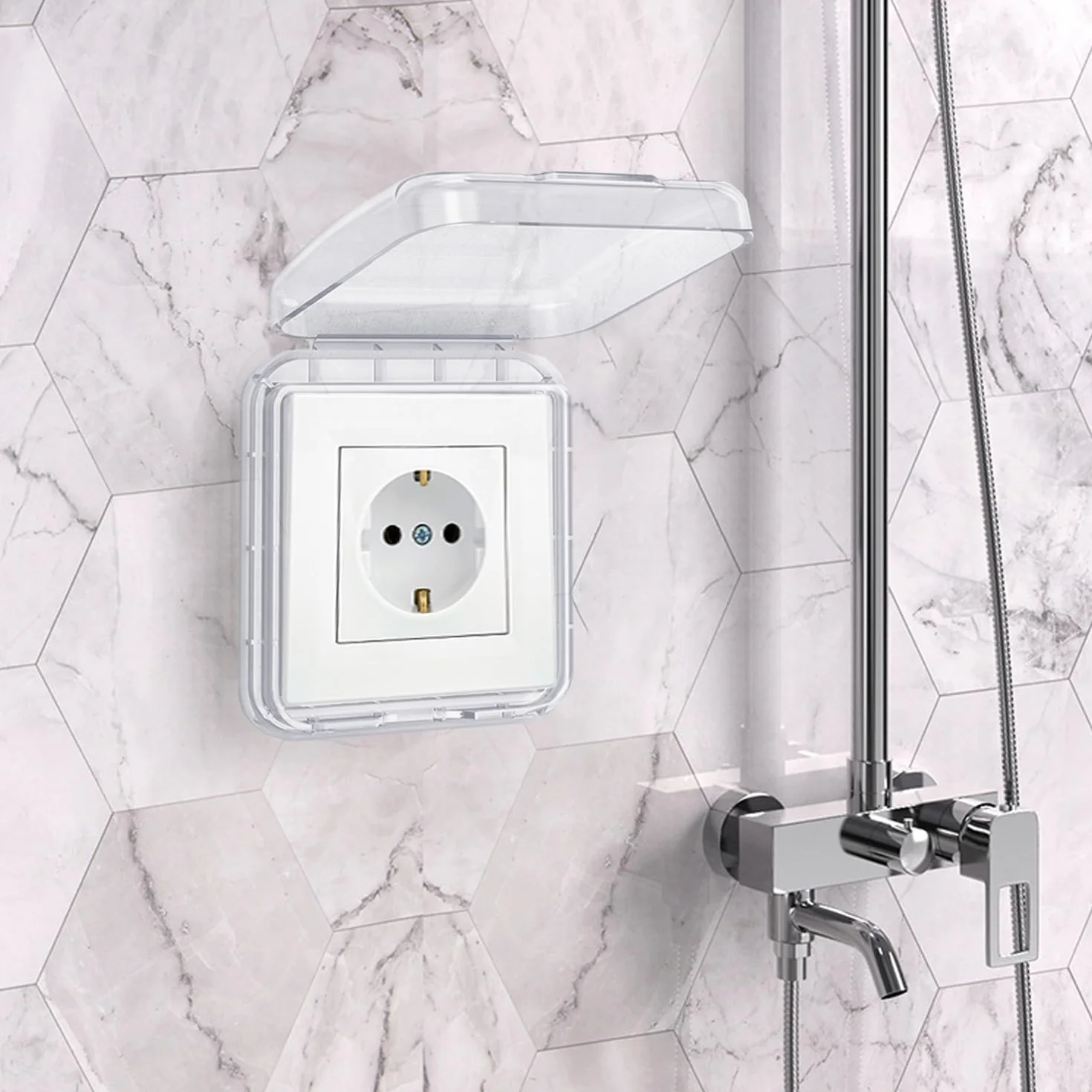 Cache Interrupteur Mural Type 86 Réversible Étanche Ultra-Mince Sans Perçage Transparent 4 Pièces