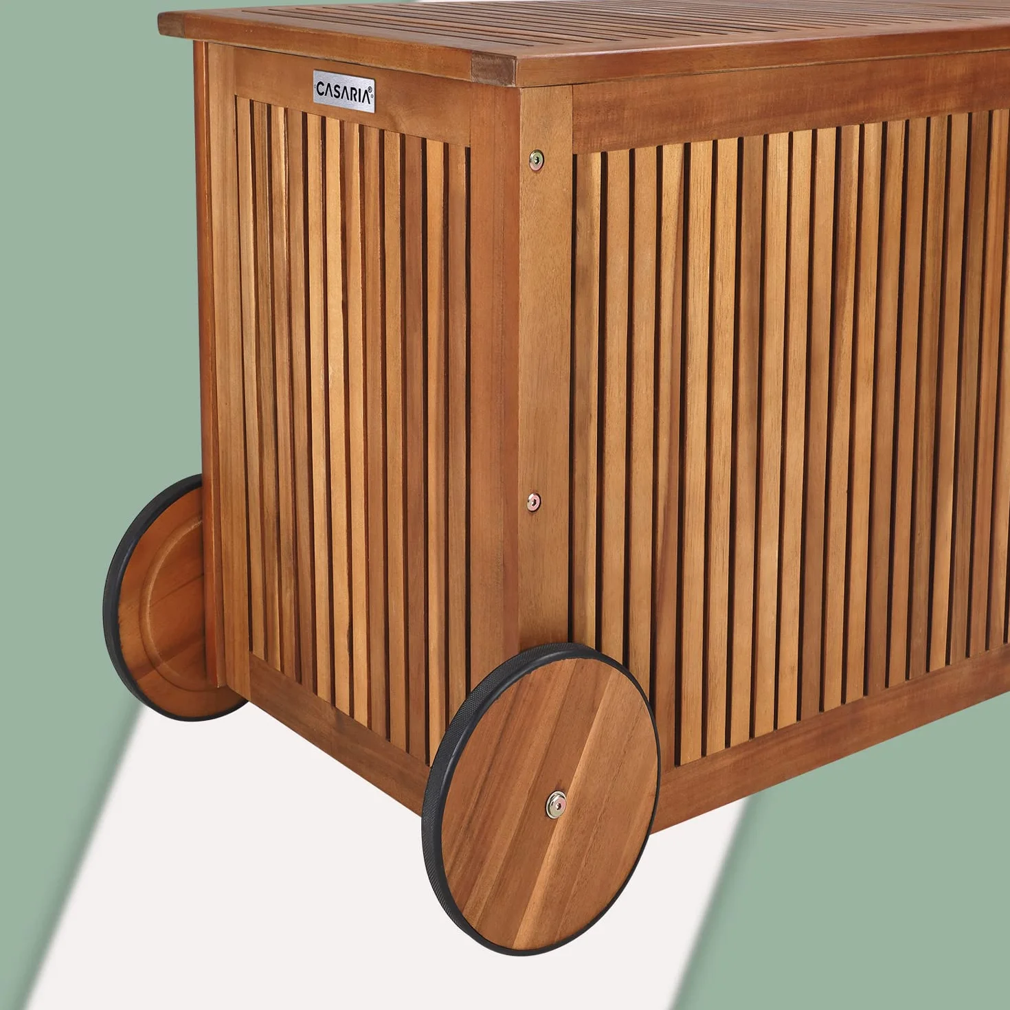 Casaria Coffre de rangement en bois 350 L roues poignée capacité charge 160 kg Jardin