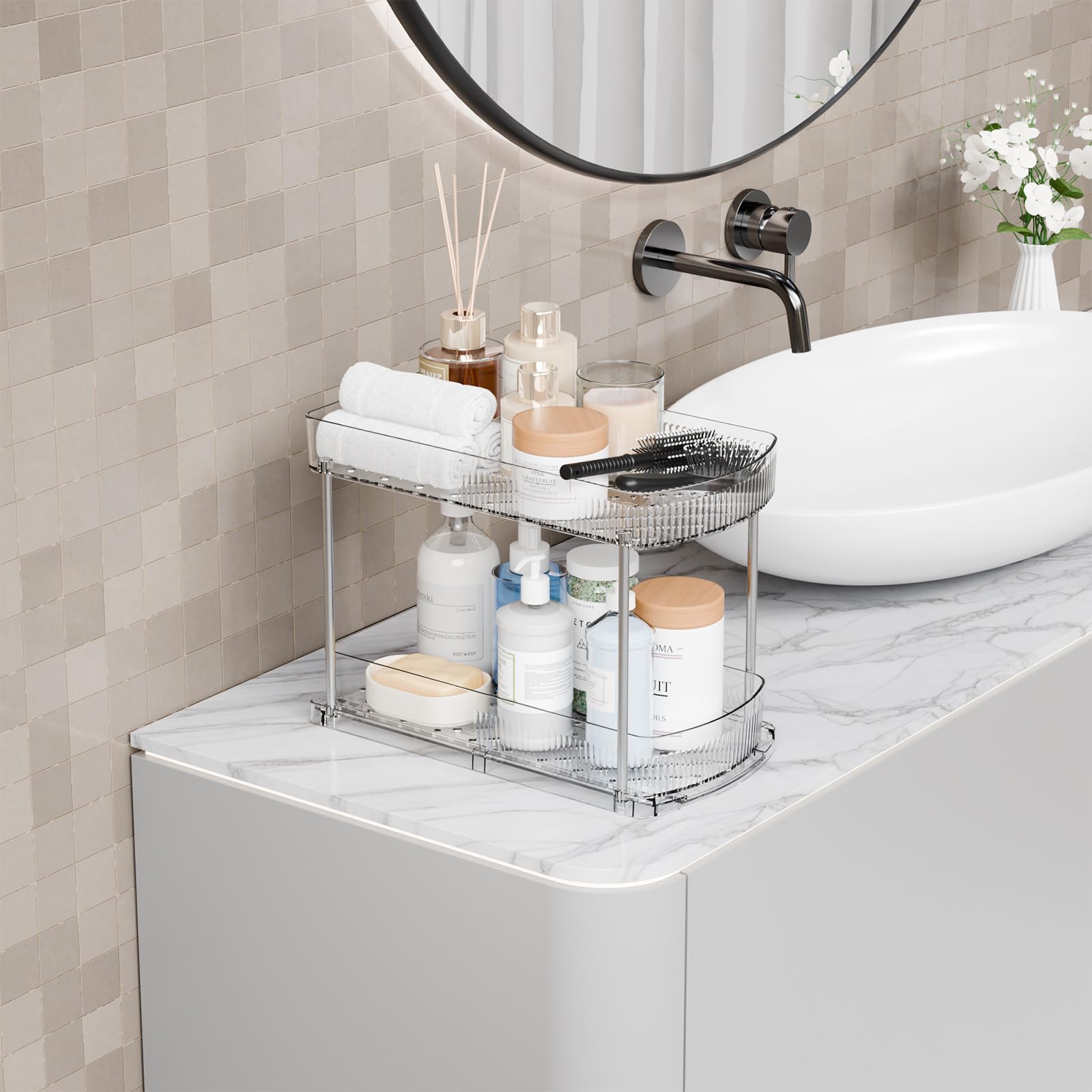 Clear Acrylic 2-Tier Pull-Out Under-Sink Organizer