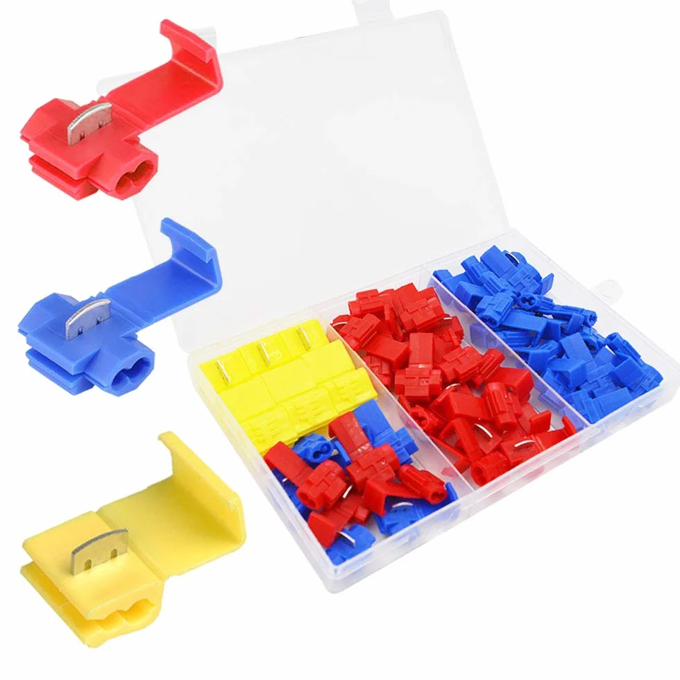 Connecteur Rapide de Fil de Verrouillage Écossais 50Pcs - Rouge Bleu Jaune
